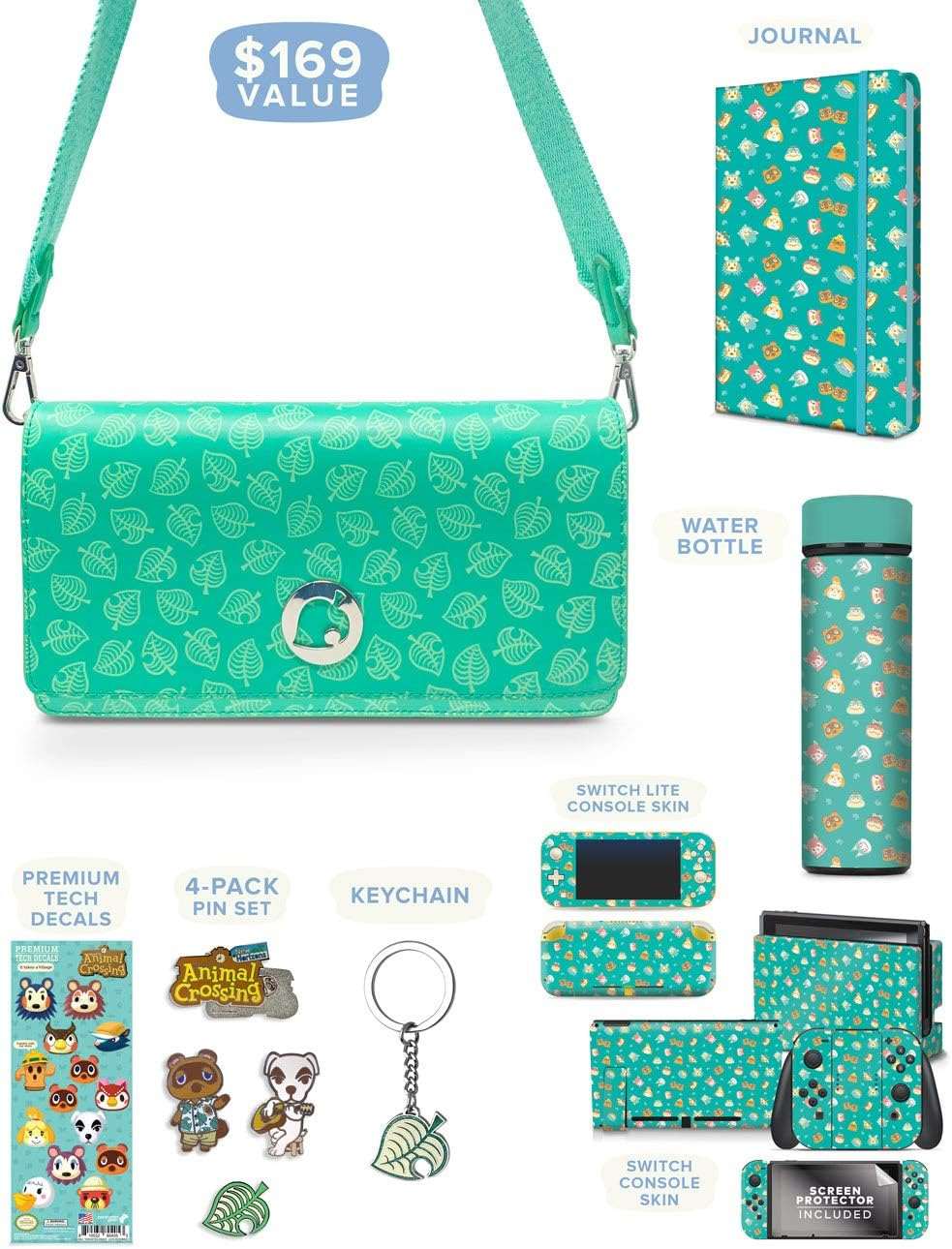 Controller Gear Animal Crossing Sling Bag for Women, Girl'S, Kids. Nintendo Switch and Switch Lite Case, Accessories, Travel Bag, Carrying Case. Fruit Pattern - Nintendo Switch