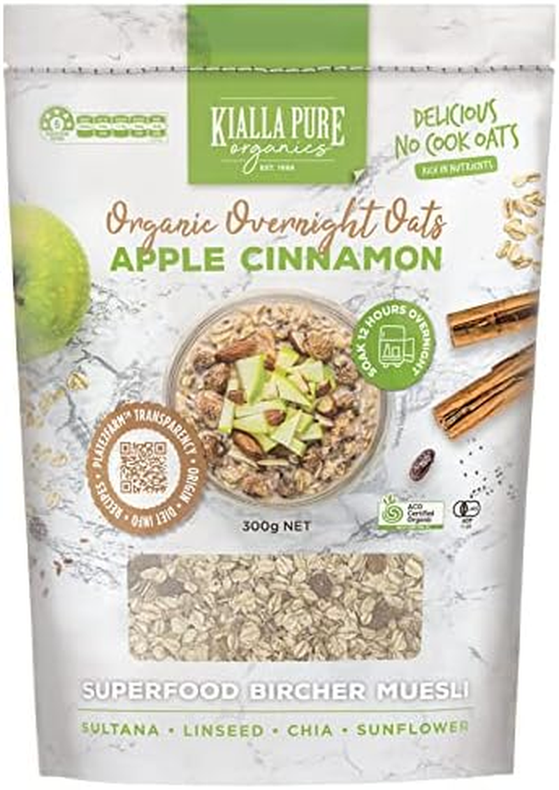 Kialla Organic Overnight Oats Apple Cinnamon Pouch 300G image number 1