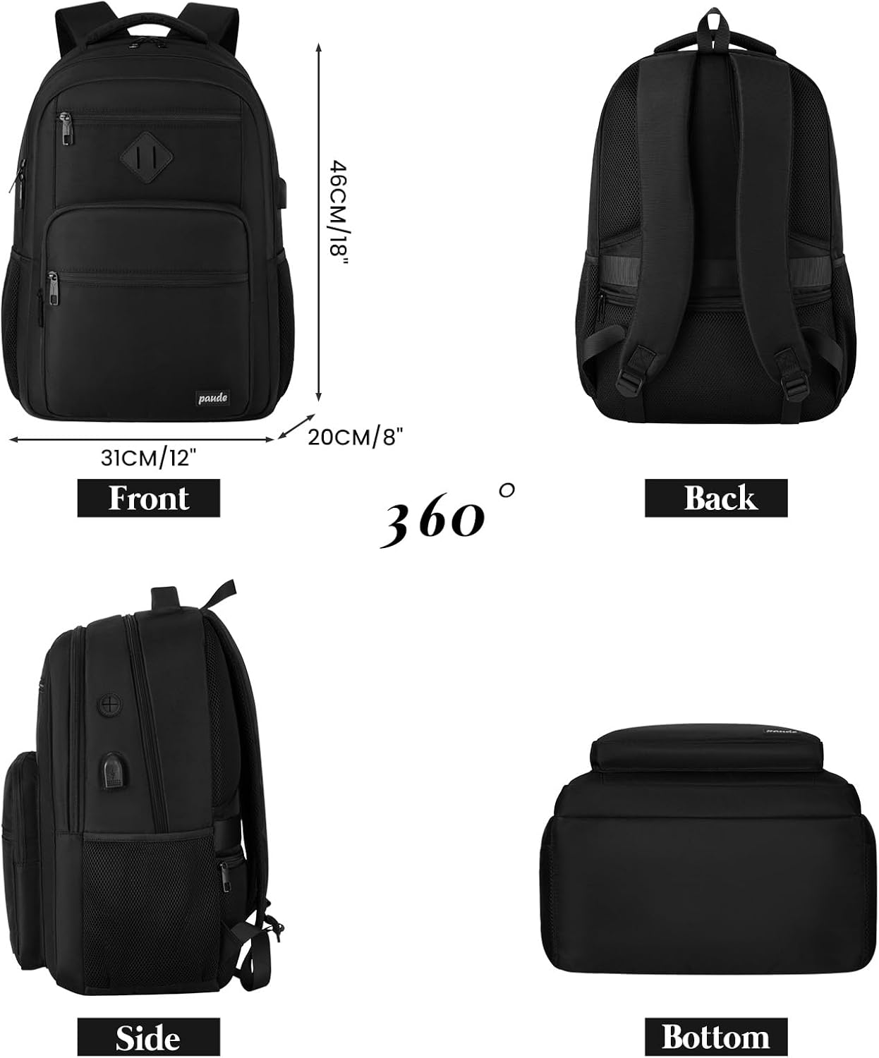 Paude Backpack,School Backpack for Teens Adults Laptop Bookbag for High School College Students Back Pack for Work image number 6