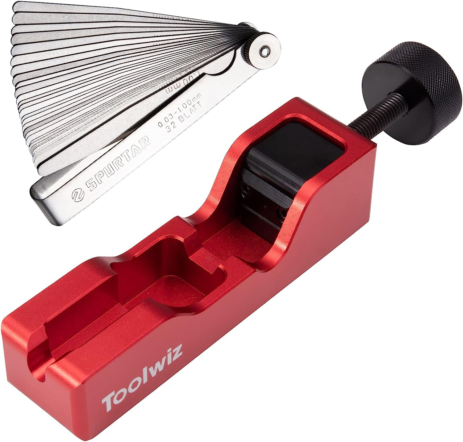 Toolwiz Spark Plug Gap Tool with 32 Blade Steel Feeler Gauge, Gapping Tool for Most 10Mm 12Mm 14Mm 16Mm Thread Spark Plugs, Black