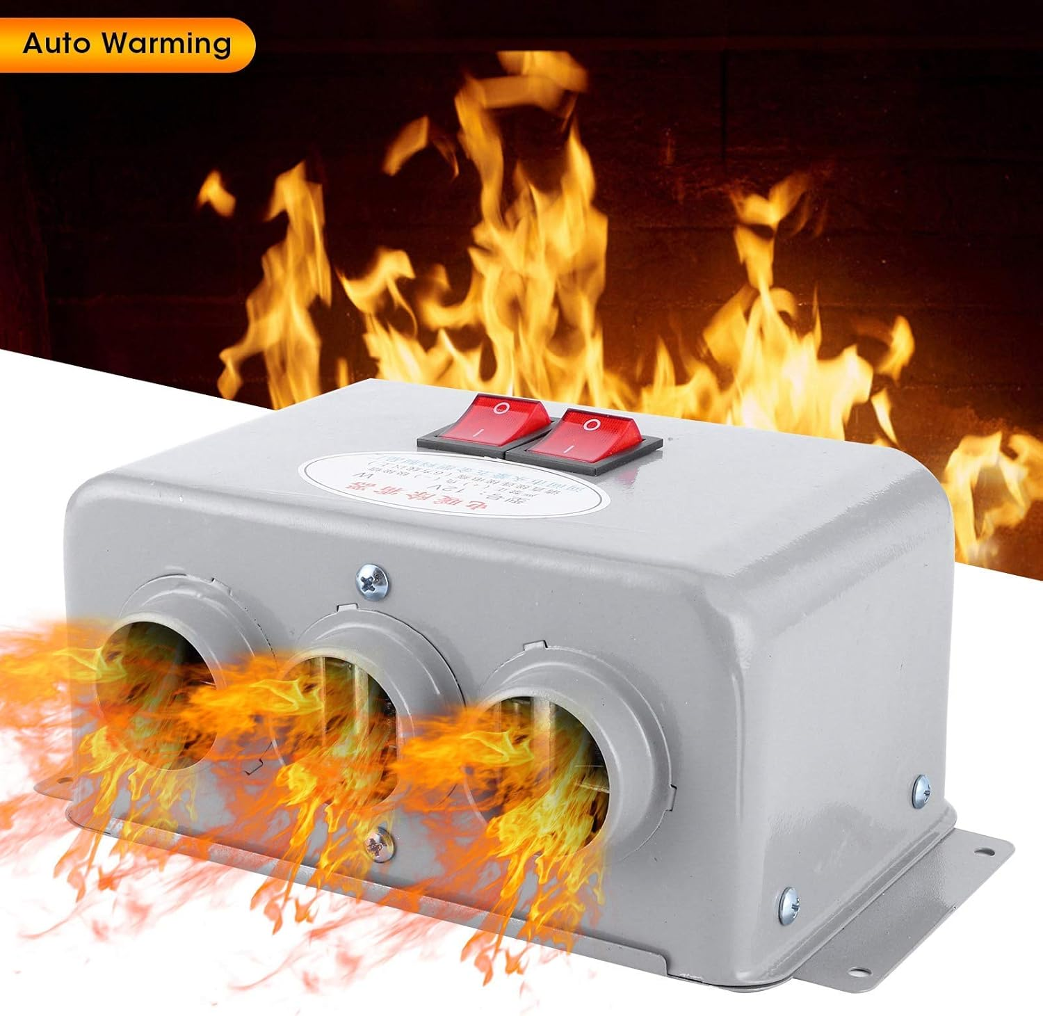 Akozon 12V Compact Car Heater 3 Hole 600W?800W Winter Fast Heating Warmer Frost Removing Low Noise image number 6