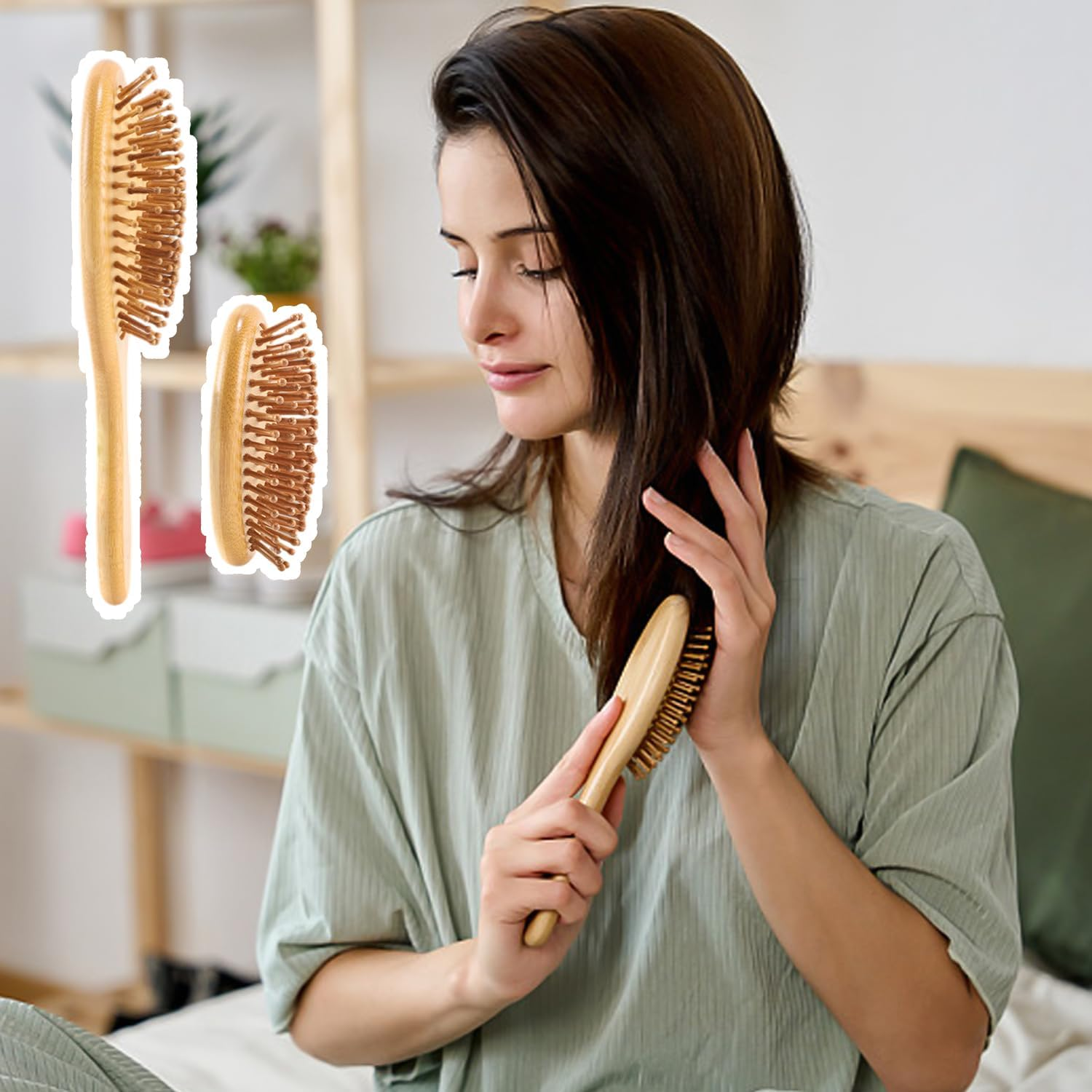 2Pcs Bubble Combs Wooden Combs Hair Combs Hair Styling Tools Massage Combs Hair Care Wooden Combs image number 5