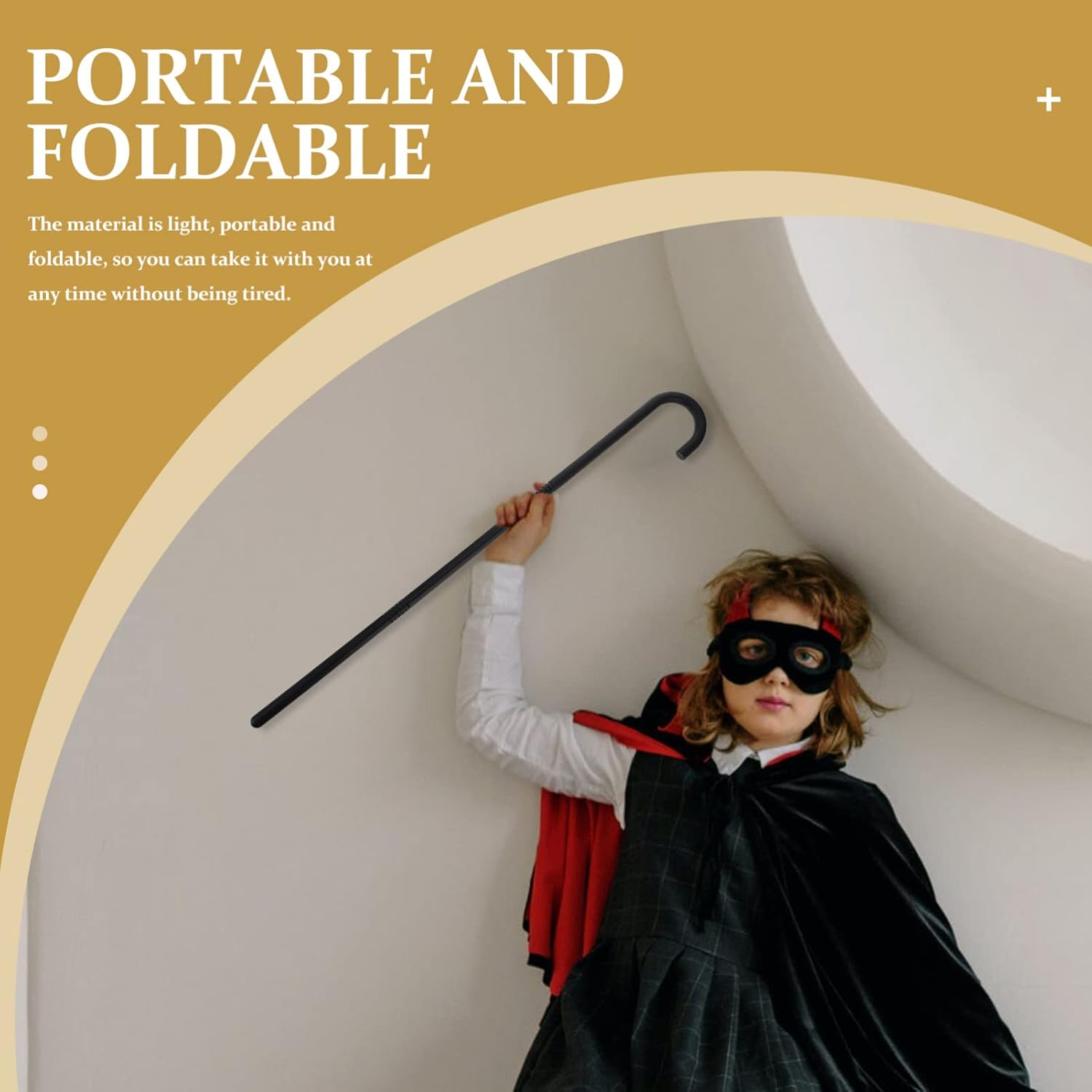 Toddmomy Magician Crutch Stick | Creative Plastic Kids Costume Cane Prop for Halloween Party | 3-Section Adjustable Black Decorative Walking Stick (1 Pack) image number 2