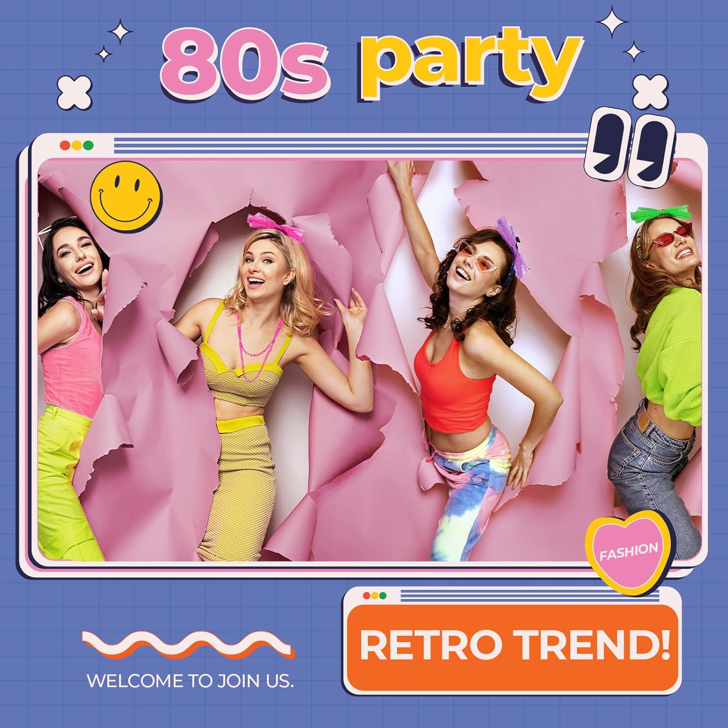 80S Fancy Dress for Women 80S Costume Accessories Set Lips Print T-Shirt Adult Tutu Skirt Lace Headband Neon Earrings Necklace Leg Warmers Fishnet Gloves Bracelet image number 2