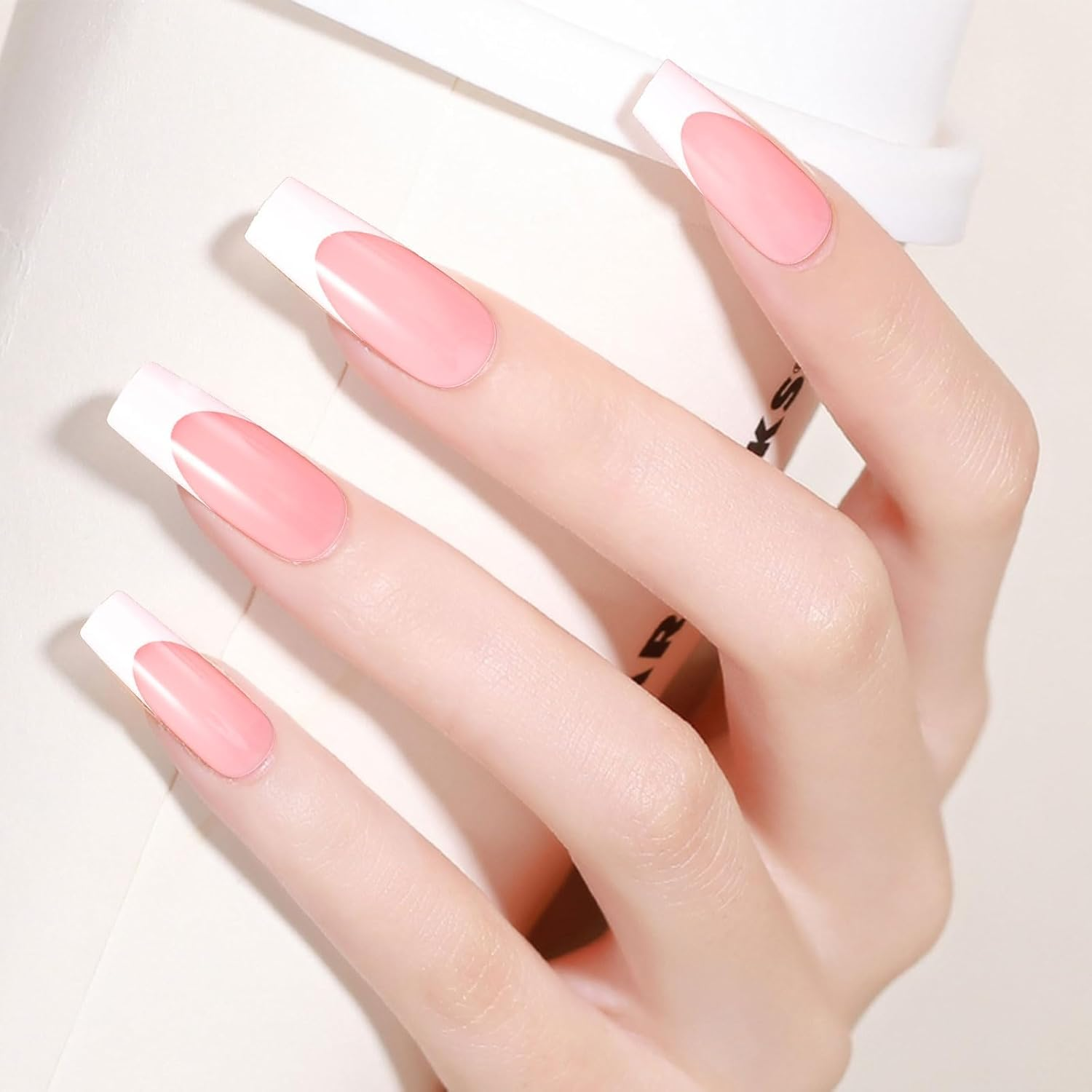 360 Pieces French Tip False Nails Artificial Acrylic Full Cover Fake Nails Tips Press on Nails Square Long Nude Color French Nails Stick on Nails Nail Art Manicure Decorations for Women Girls image number 1