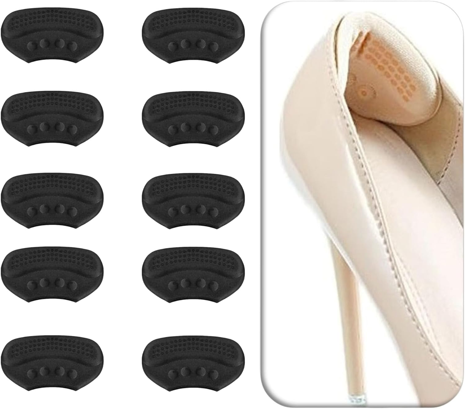 10Pcs Anti-Slip Heel Grips, Thick Liners & Fillers for Half-Size Too Big or Loose Shoes, Heel Cushion Inserts, Heel Pads to Prevent Slipping Out, Rubbing and Blisters(Beige 4Mm)
