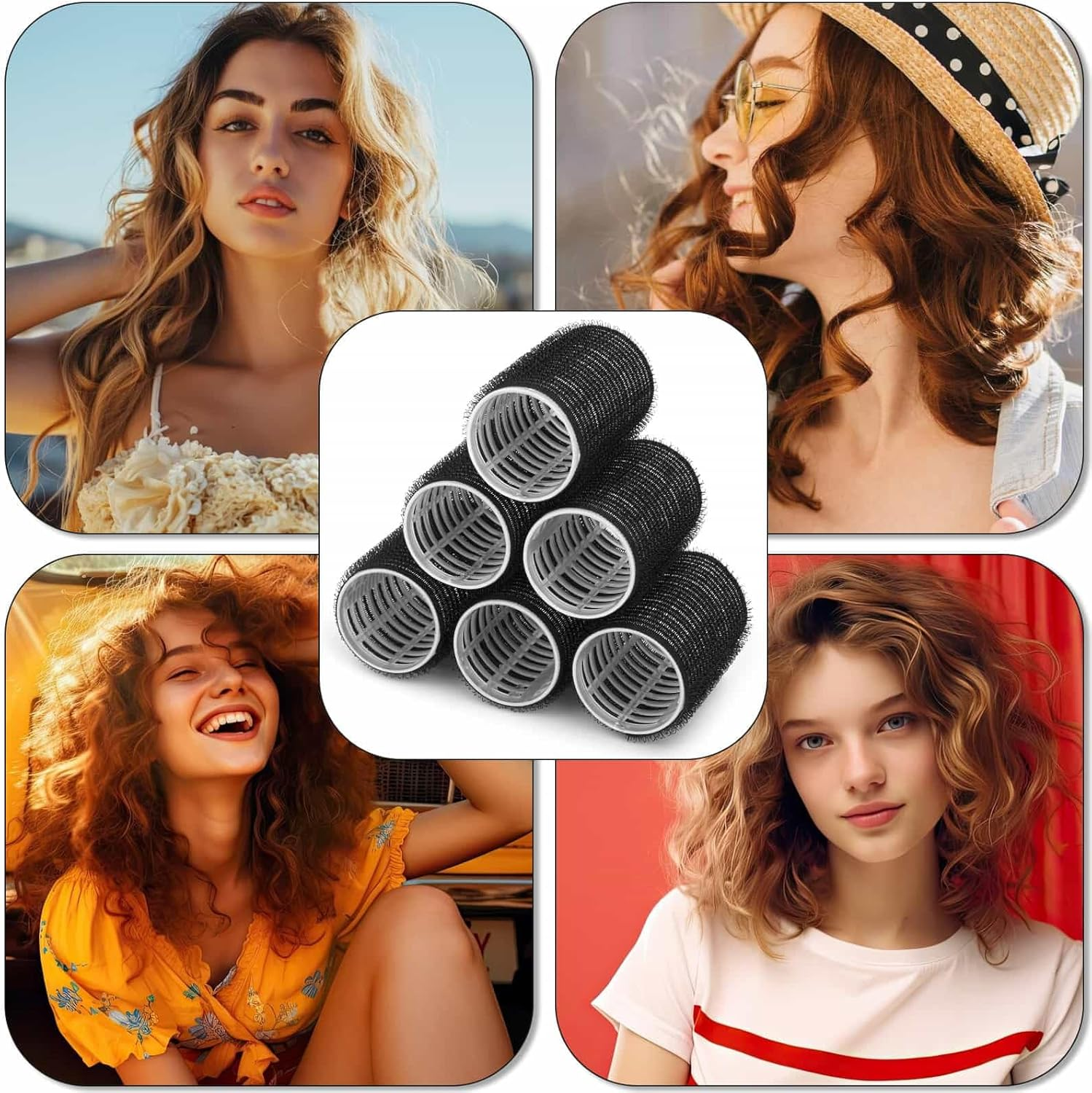 Hair Curlers Rollers, 12Pcs Hair Rollers Hair Curlers Self Grip Holding Rollers with 12 Pcs Hair Clips for Long Medium Short Thick Fine Thin Hair Bangs Volume - Black image number 5