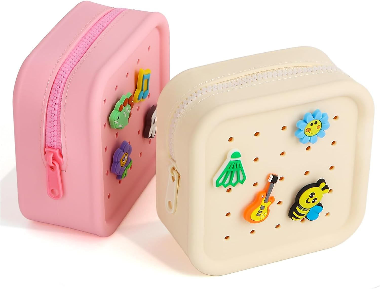 DDPOND Silicone Makeup Bag with Holes, Small Waterproof Travel Cosmetic Bag, Stylish Travel Toiletry Pouch, Multi-Purpose with Holes Pouch Perfect for Sports, Beach, Pool(07Beige) image number 6