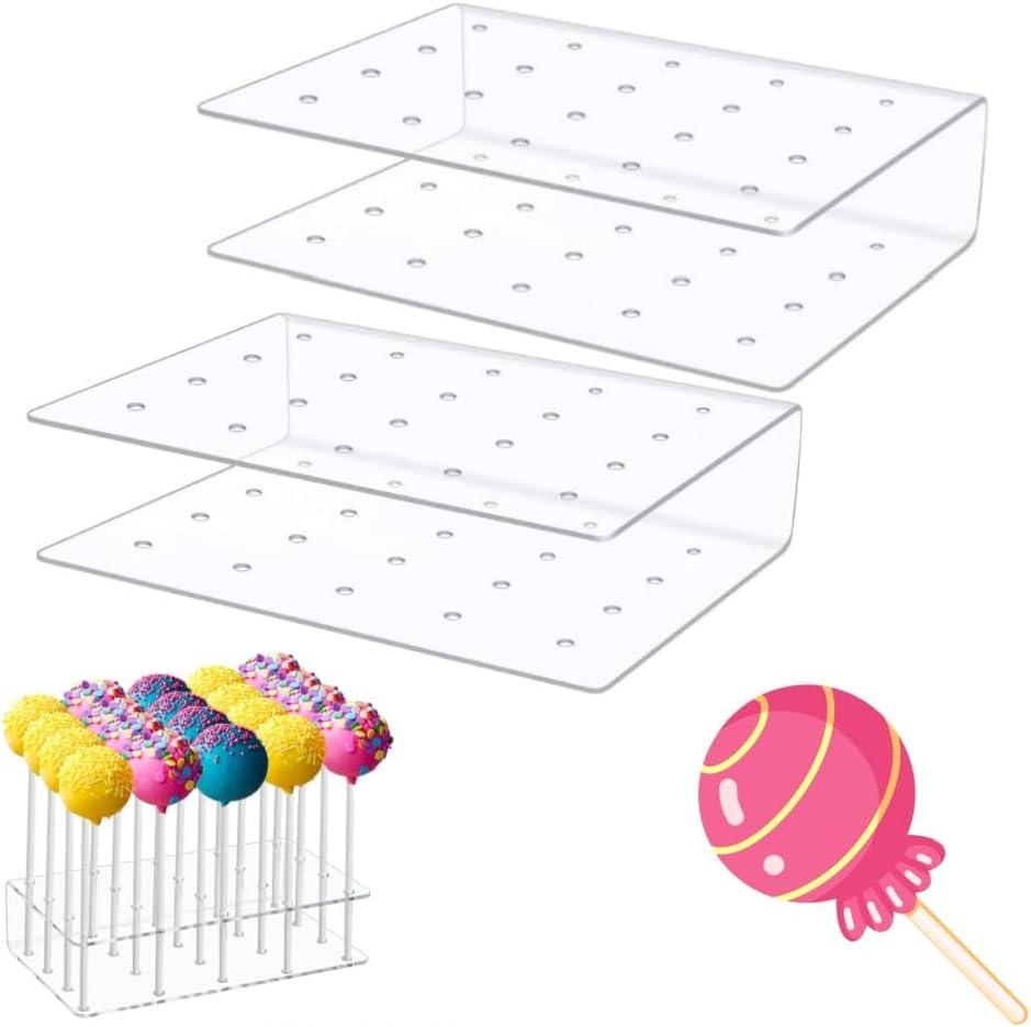 2 Pcs Cake Pop Holder,20Holes Clear Cake Pop Stands Dessert Table Display Set, for Wedding Baby Shower Birthday Partypractical and Fashion Christmas Deco