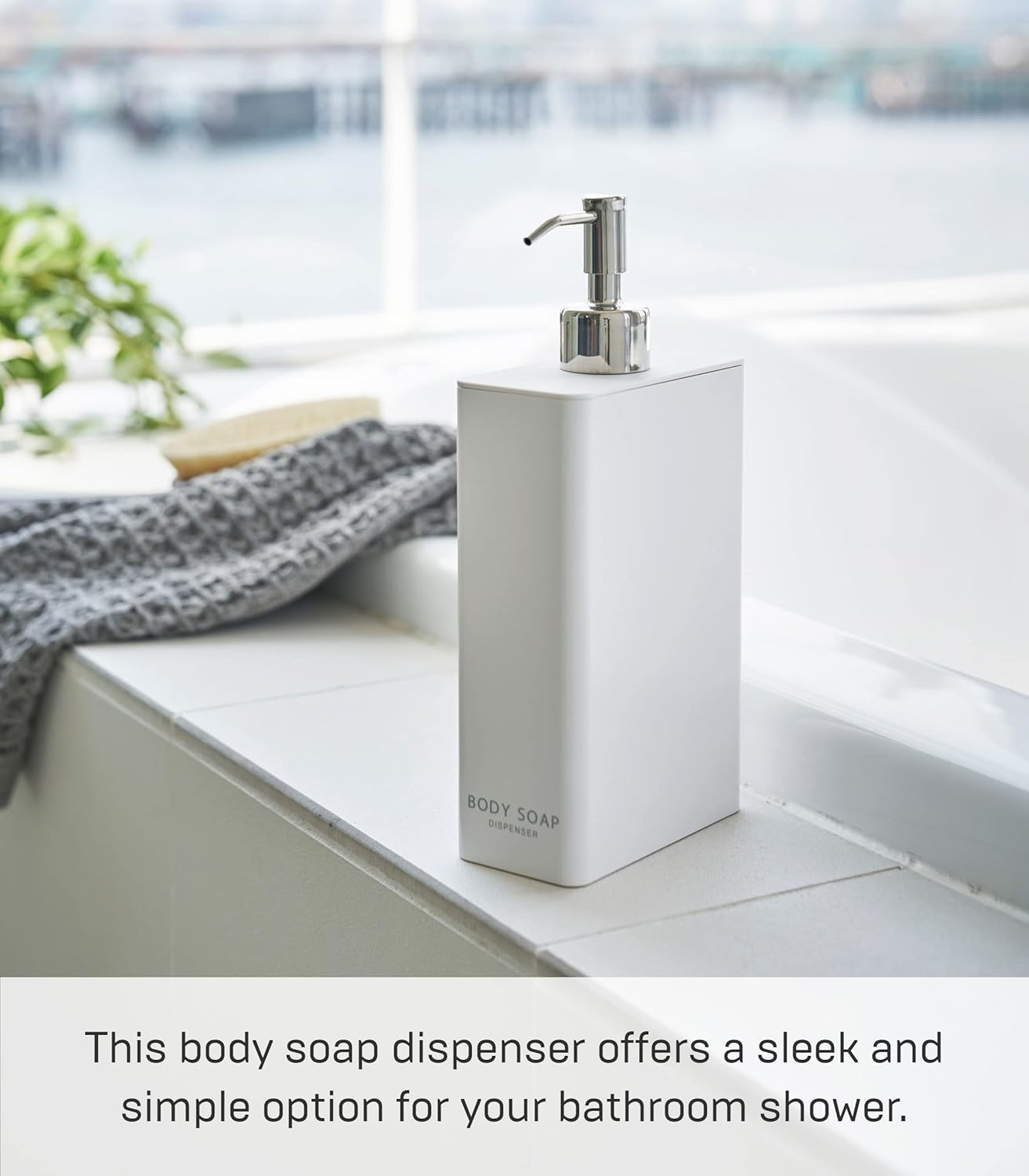 Yamazaki Home Body Soap Contemporary Bottle Pump for Shower | Plastic | Dispenser, ABS Resin, Stainless, Polyethelene, White, One Size image number 1