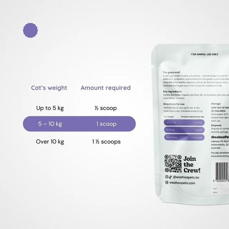 Woohoopets Gut Support for Cats | Healthy Belly & Immune Support, 80G image number 5