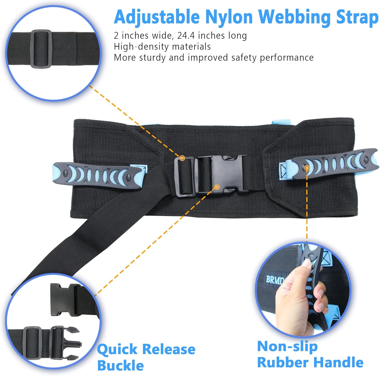 Gait Belts Transfer Belts with Handle, Seat Belt for Wheel Chair - Safety Gait Patient Assist-Lift Gait Belt Transfer Belt with Handles, One-Click Quick Release Locking Buckle (31"-54") image number 1