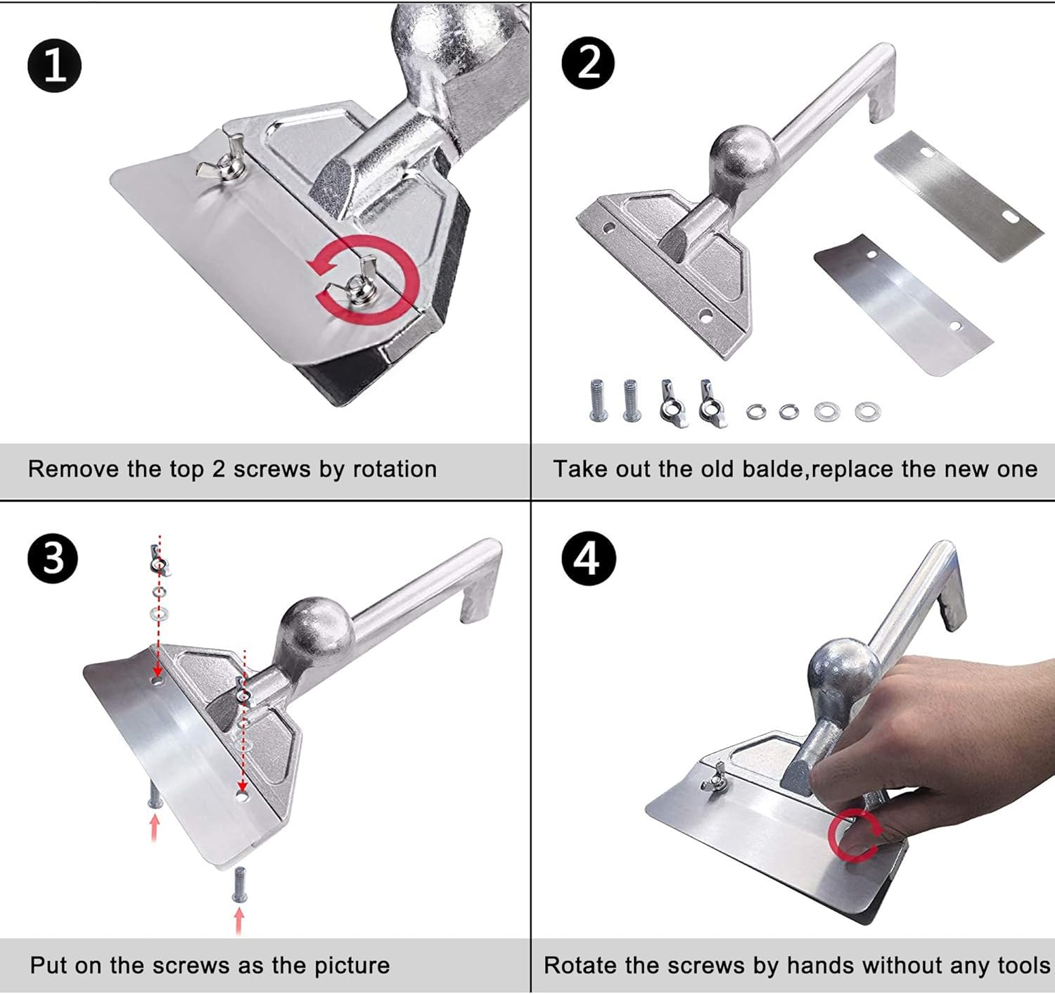 Delfina Grill Scraper W/ 5 Blades, Heavy Duty Rust Flat Top Grill Accessories with Blade Replacements, Commercial Griddle Scraper Barbecue Grill Cleaning Tool for Restaurants, Bars, Diners image number 5