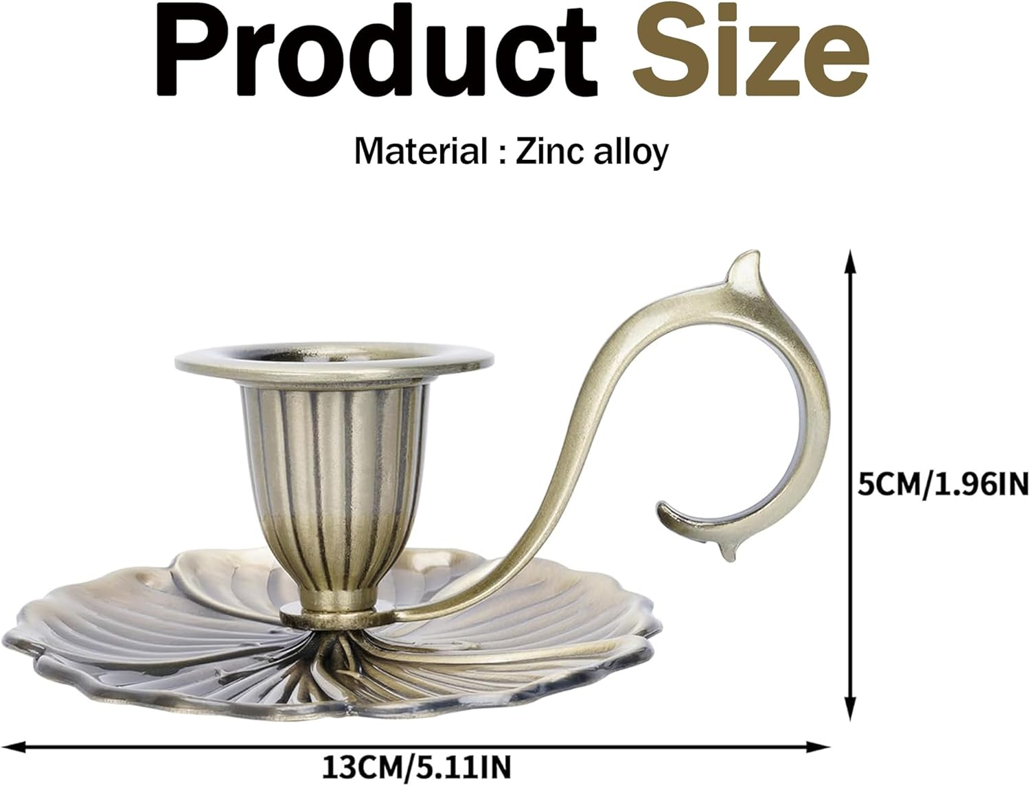 Ikare Vintage Candle Holders 2 Pack, Bronze Taper Candlesticks with Comfort Curved Handle, European Retro Home Decor for Wedding, Christmas, Farmhouse and Church Ceremony image number 2