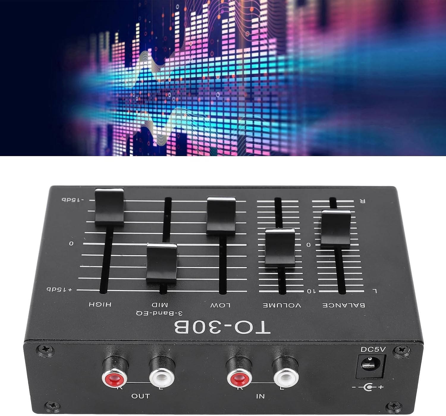Stereo EQ Equalizer, 3 Band Equalizer Stereo EQ Preamp, High Medium Low 3 Band Sound Channel Balance Volume Control Preamp for Home Stereo image number 1