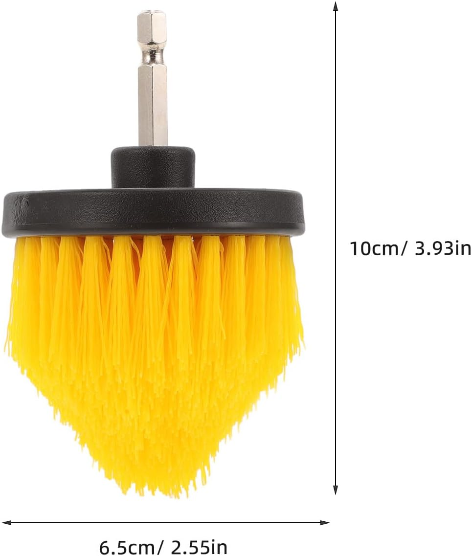 Hohopeti 2Pcs Drill Brush Attachment Cleaning Tool Kit for Bathtub Shower Tile Walls with Stiff Bristles Yellow Scrubber Compatible with Hand Drills image number 3