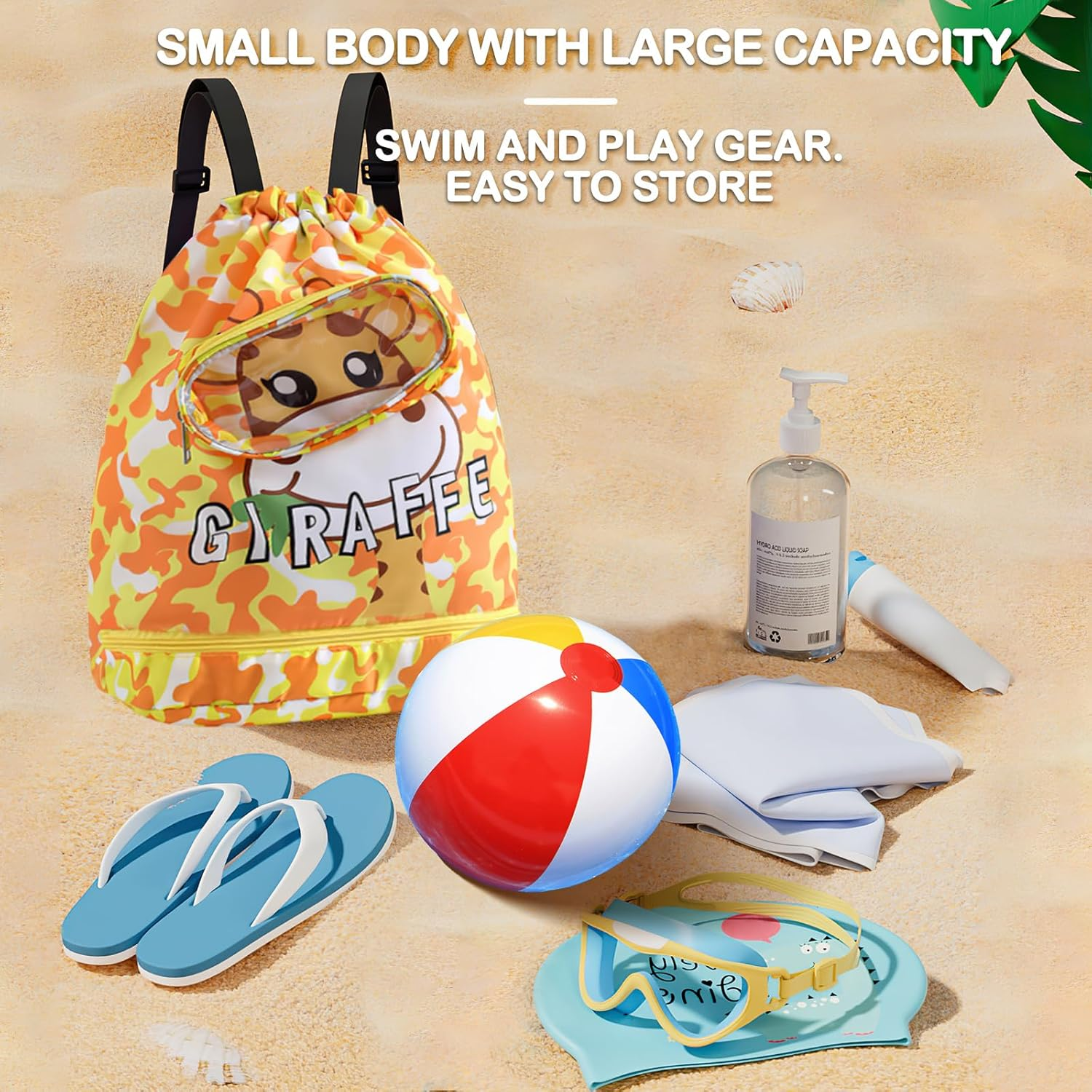 Kids Swimming Bag，Double-Layer Swimming Bag Kids Waterproof，Dry and Wet Storage Bag Adjustable Strap, Waterproof Compartment Design，Perfect Children'S Swimming Equipment Backpack.