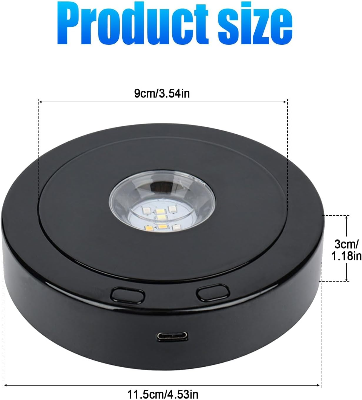 Dcvbny Rotatable round LED Light Base, 4 Revolving & 8 Light Modes, Black Led Display Stand, Multi-Color Rotating Base for Crystal Statues Glass Ball Glass Art image number 2