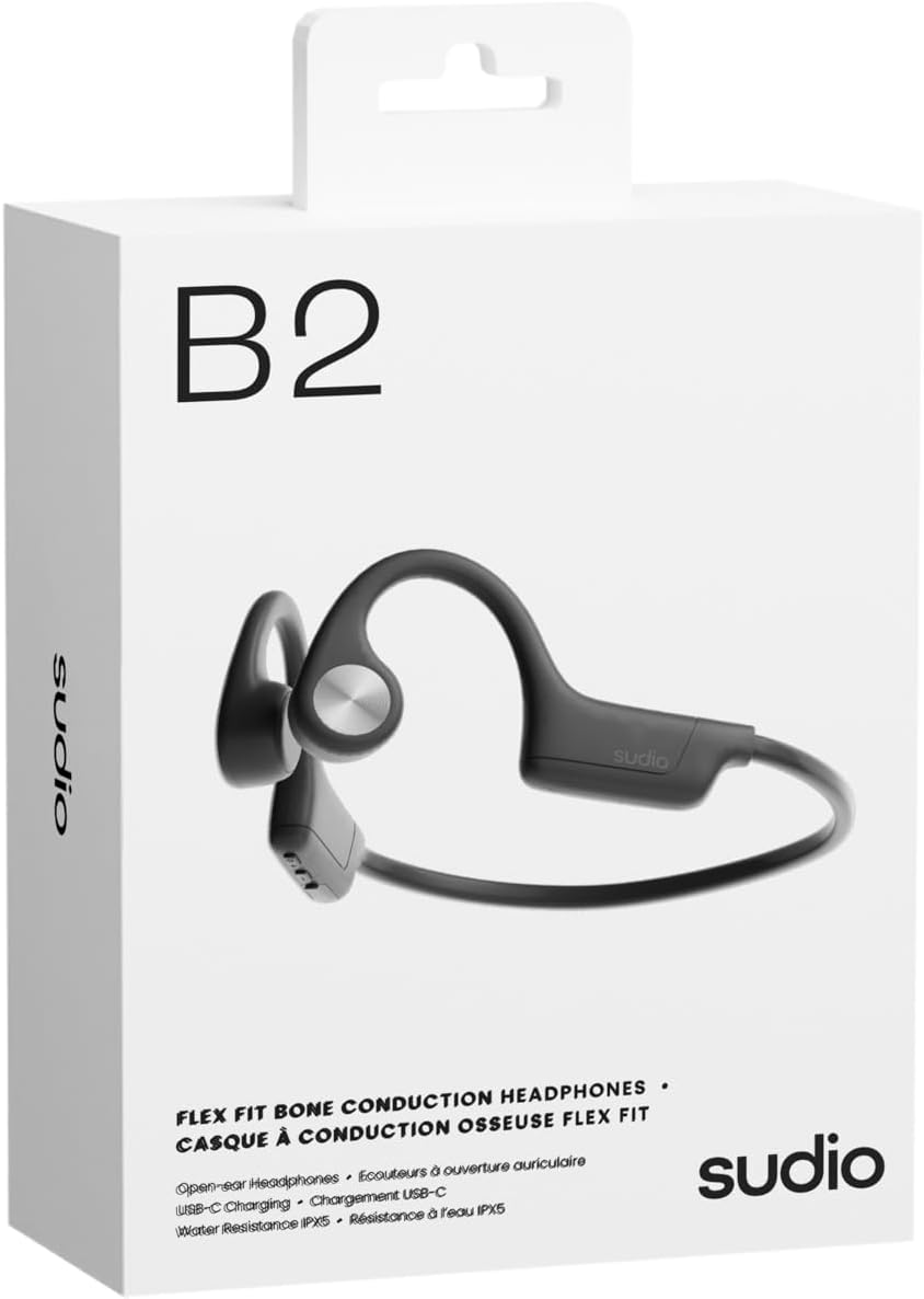 Sudio B2 Black, Open Ear, Bone Conduction, IPX5, Bluetooth V5.3, USB-C, 12H Playtime - Black image number 4