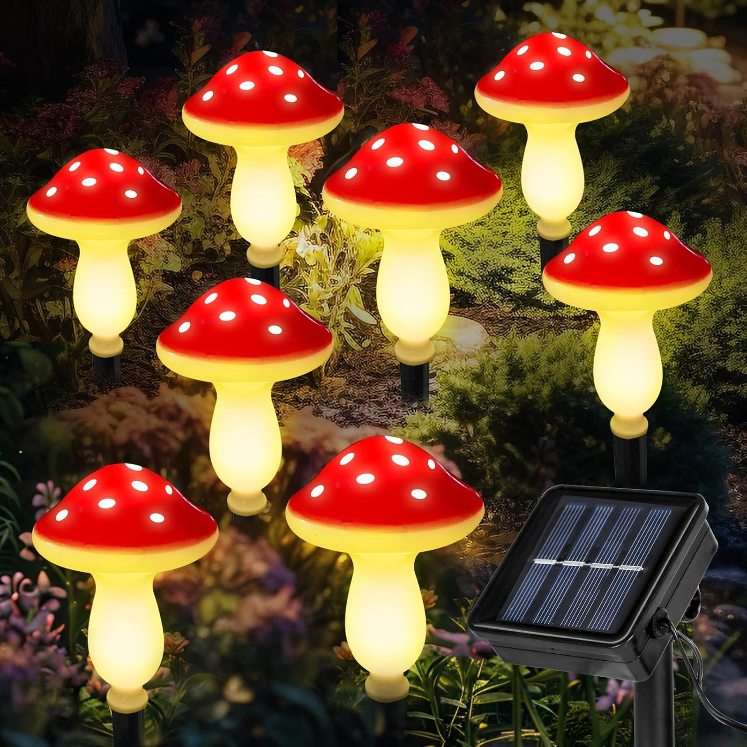 Pack of 8 Mushroom Solar Lights for Outdoor Garden, Garden Light, Waterproof Path Light, Solar Lights, Garden Decoration for Outdoors, Garden Decoration, Solar Lights for Outdoors, Solar