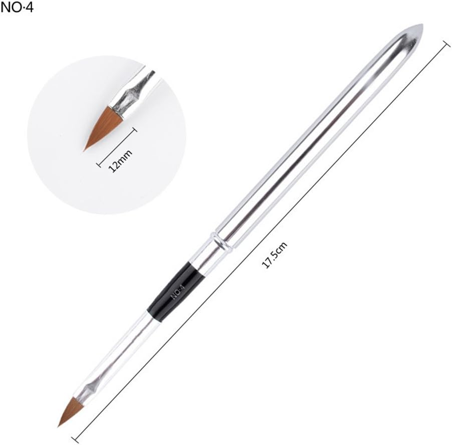 WOKOTO 6Pcs/Set Nail Brushes Silver Metal Handle Nail Art Builder Crystal Carve Brush Design for 3D Pattern Design Nail Art Brushes Detachable Set image number 3