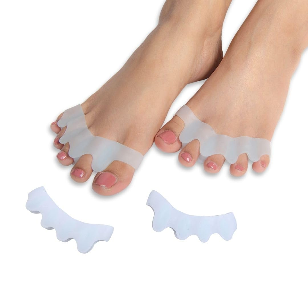 Wonder Care [ 2 Pcs] Silicone Toe Separator for Feet Gel Toe Pads Toe Big Toe Corrector Bunion Toe Straightener Yoga Toe Stretcher Hammer Toe Bunion Blue [Pair of 1]