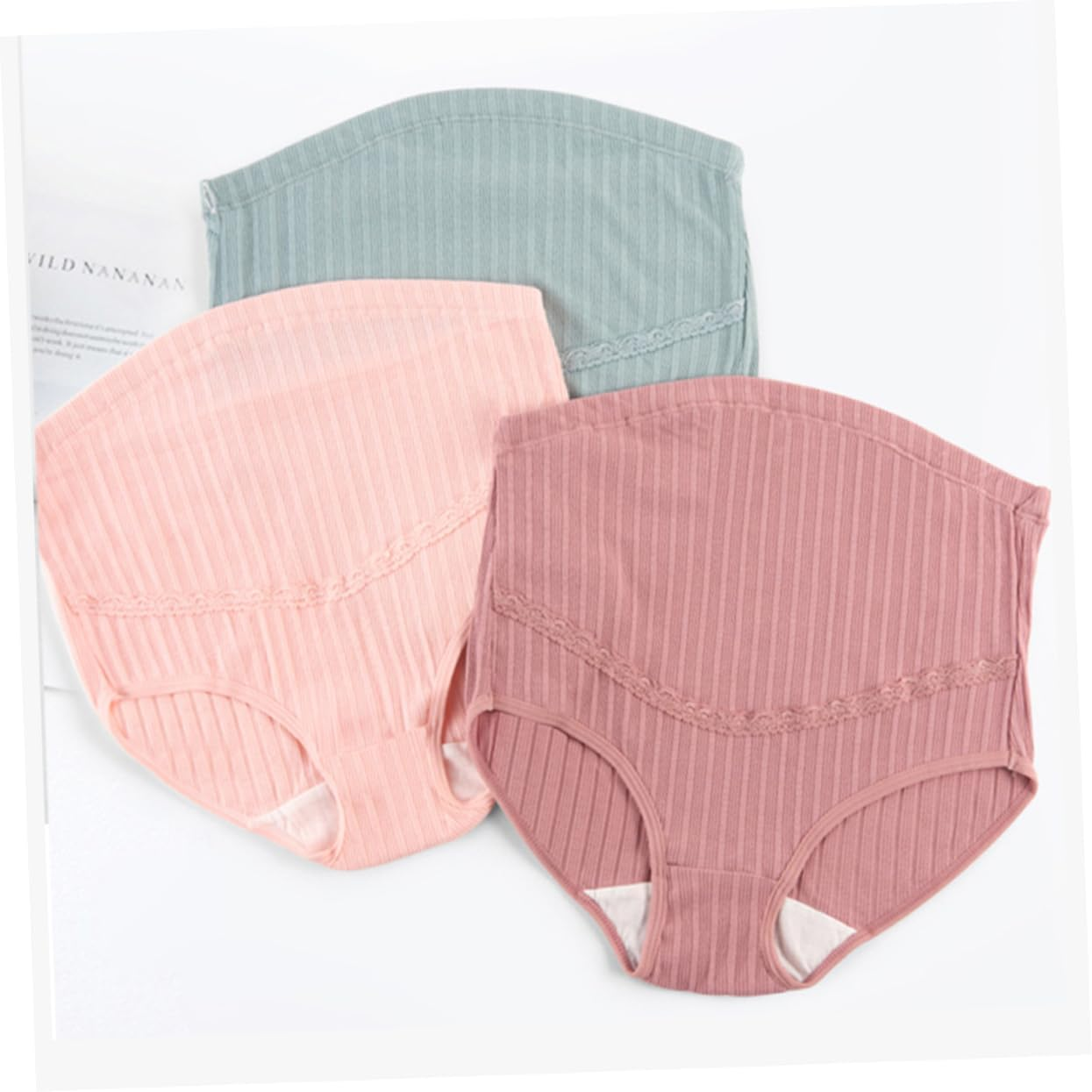 3Pcs XL High Waist Maternity Panties Cotton Comfortable for Pregnant Women Adjustable Splice Design for Daily Wear image number 2