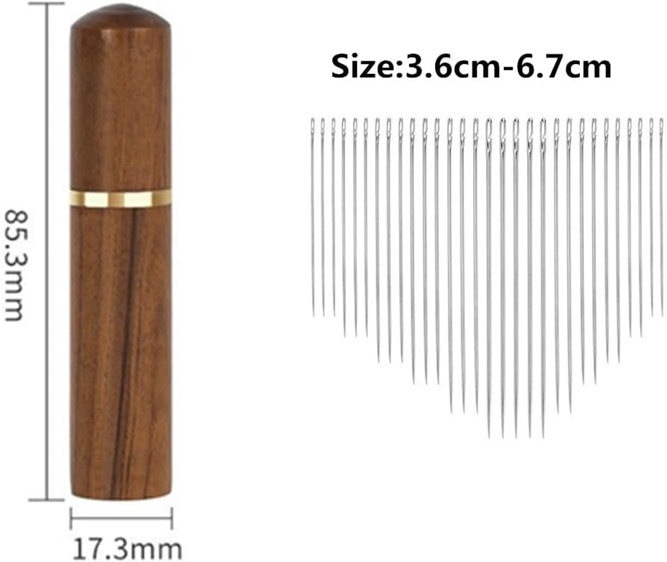 GYWHOOF Sewing Needles,30 Pcs Hand Sewing Needles Embroidery Needles Stitching Pins Different Sizes Sewing Needle with a Wooden Needle Storage Case for DIY Hand Sewing Mending Embroidery image number 1