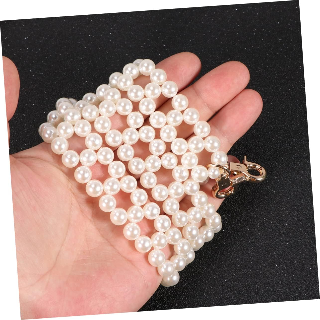 Angoily Double Row Pearl Bag Chain Replacement Strap Handbag Chain for Women Stylish Detachable Accessory for Crossbody Shoulder Bags for DIY Upgrading Your Purse image number 2