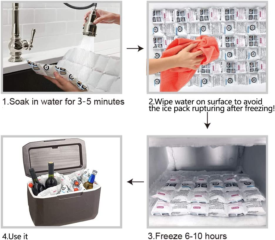 WORLD-BIO Ice Pack Sheets 6 Packs, Leak-Proof Gel Refrigerant Pack for Coolers & Shipping, Freezer Cold Blankets Keep Food Fresh and Beverage Cold, Reusable and Flexible, after Absorb Water image number 3