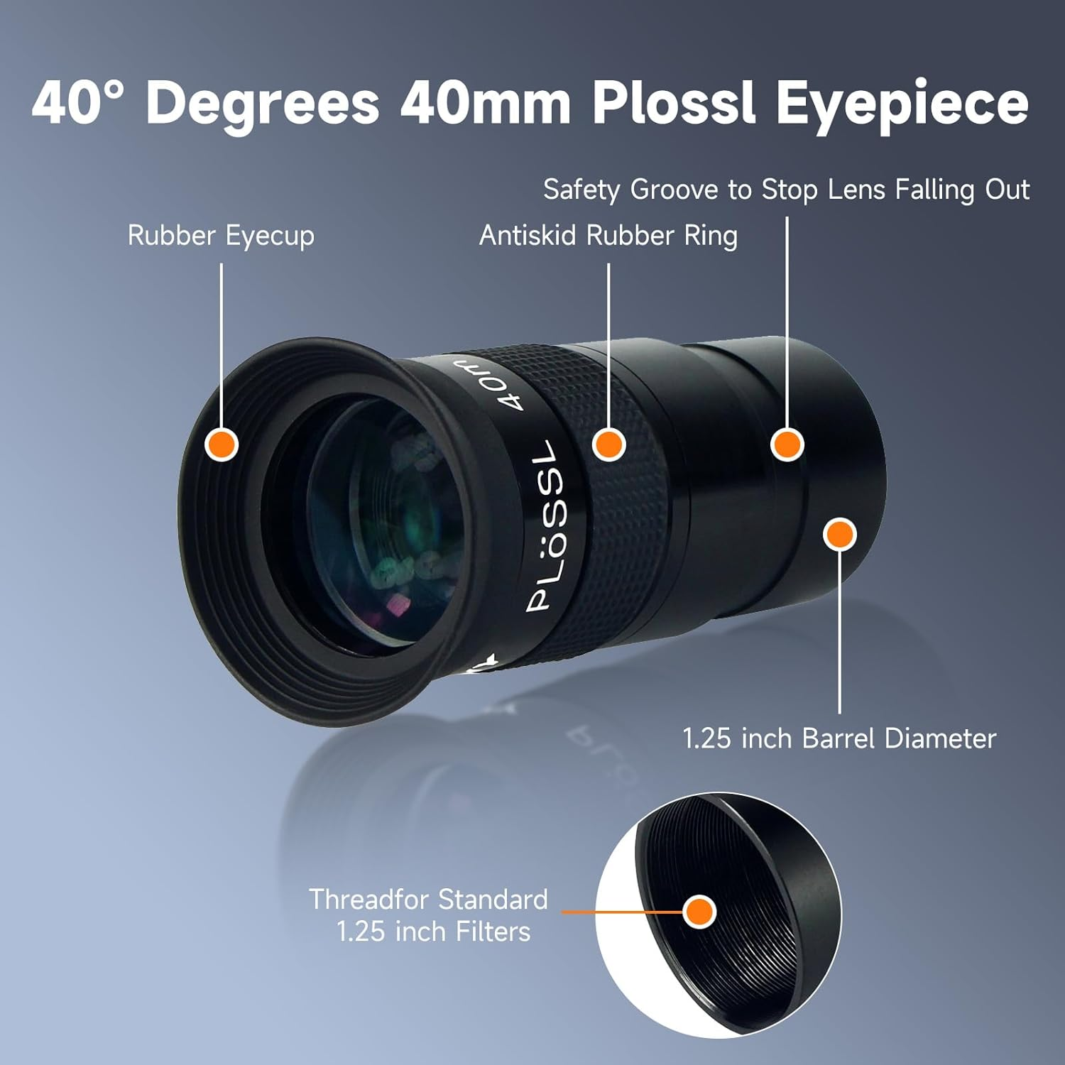 SVBONY 40Mm 1.25 Inches Plossl Telescope Eyepiece 40 Degree, and 2X Barlow Lens, 1.25 Inch Barlow Lens, Multi Coated Broadband Green Film, Telescope Accessories with M42 Thread for Telescope Eyepiece image number 4
