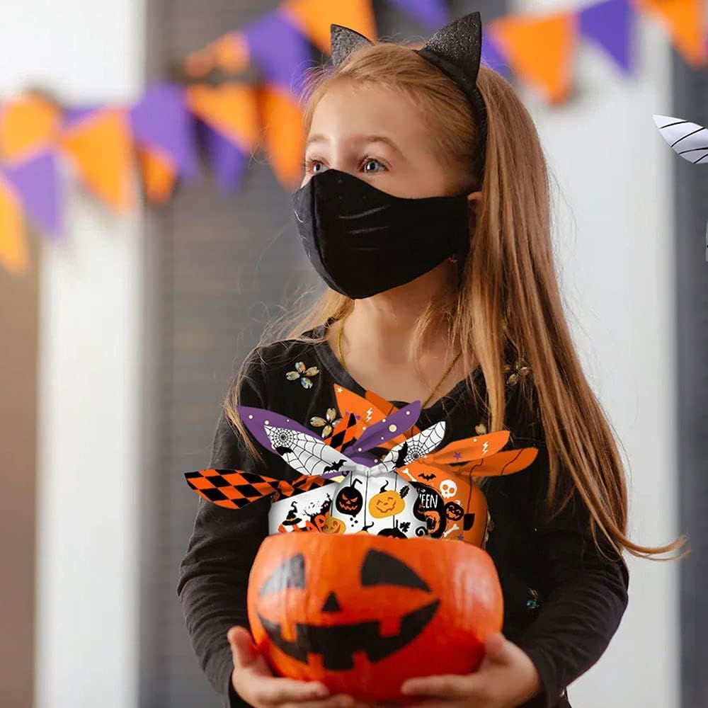 100PCS Halloween Candy Bags, Kids Trick or Treat Bags Goodie Bags, Cute Rabbit Ear Bags Small Halloween Cookies Plastic Gifts Bag for Halloweens Party Supplies image number 5