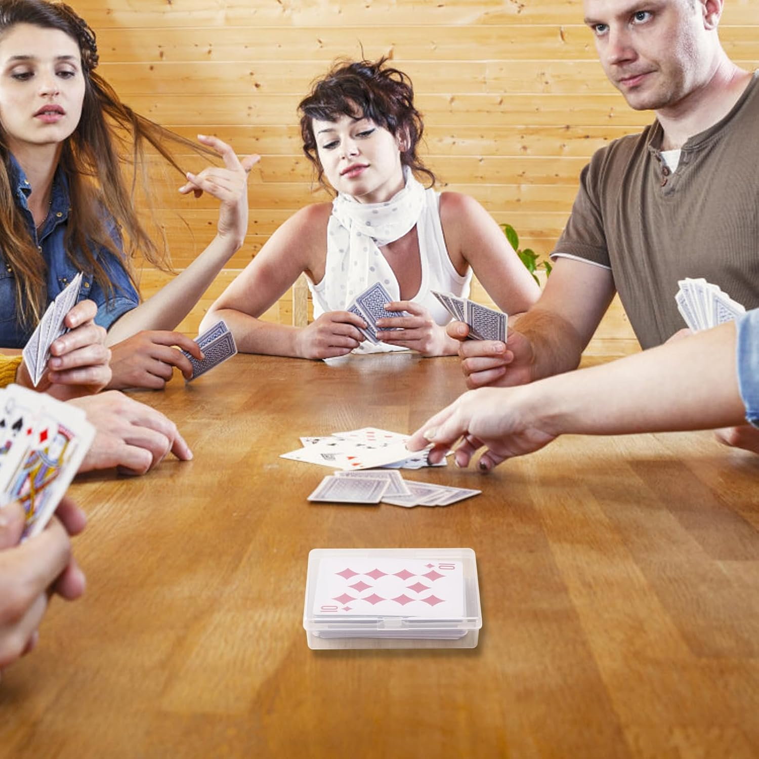 Playing Deck Cases, 8PCS Empty Box Holder Storage Case, Trading Card Organizer Snap Closed for Gaming Cards, Bank Business Card (Transparent) image number 1