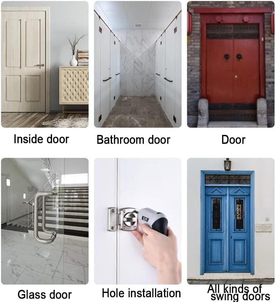 Bolt Latch Bedroom Anti-Lock Buckle Bedroom Door Lock Anti-Theft Door Lock Safety Push-Pull Exposed Bathroom Door Bolt, Suitable for All Kinds of Swing Doors (Brushed Silver) - 1 Lock image number 2