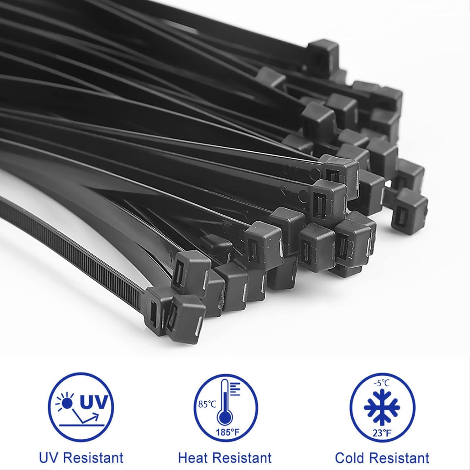 Black Heavy Duty Nylon Self-Locking Zip Ties, 600Mm X7.8Mm, 120 PCS, 200 Lbs Tensile Strength, UV Resistant, Indoor/Outdoor Use image number 2