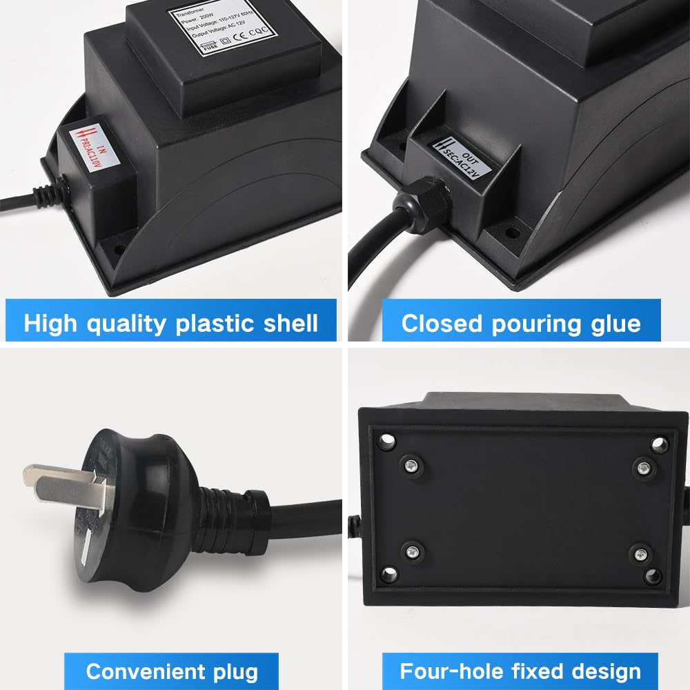 Waterproof 12V AC Transformer 220V AC to 12V AC LED Power Supply, Voltage Converter LED Driver,Adapter for Outdoor Landscape Lighting, Fountain Lights,Underwater Swimming Pool Light (12V 60W) image number 3