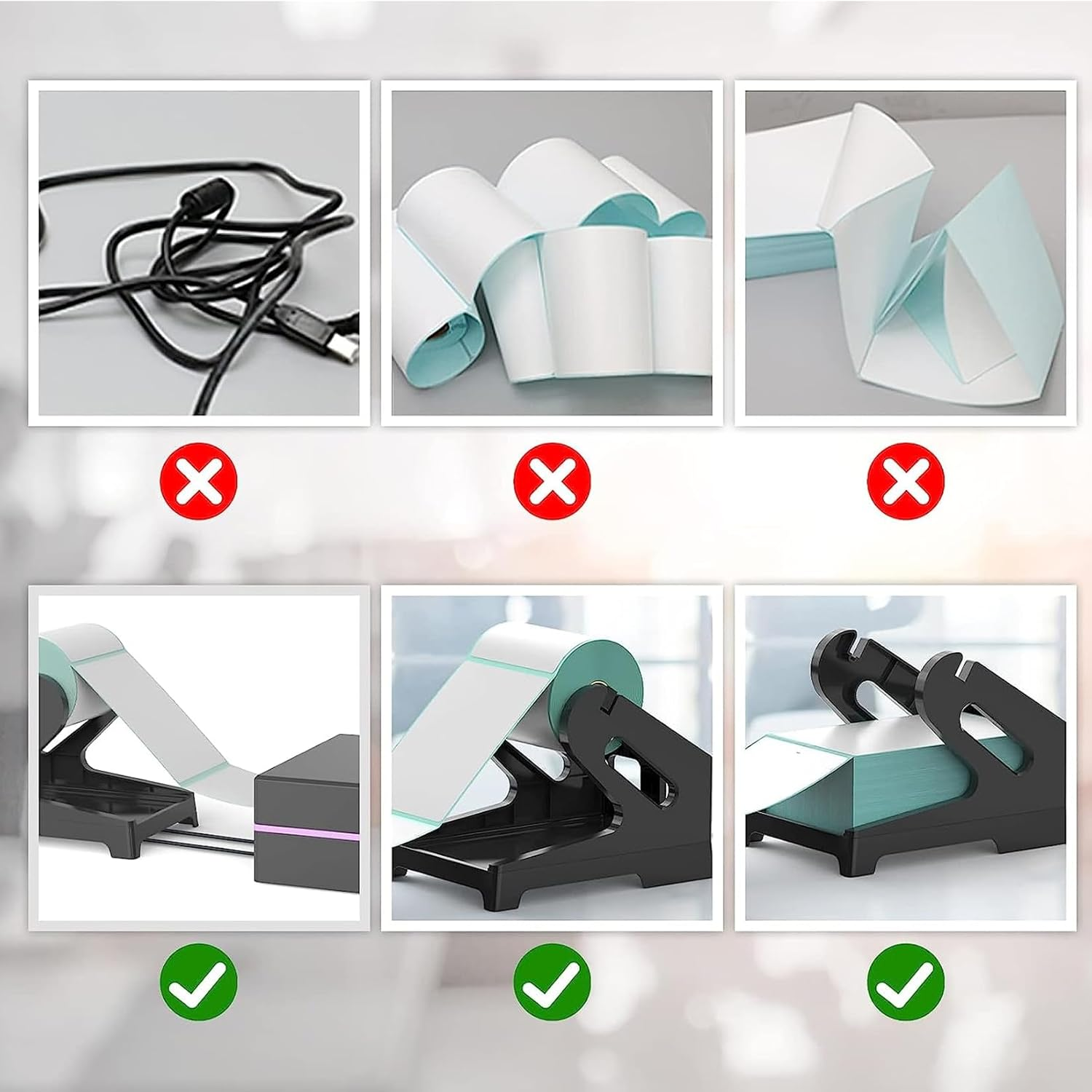 Thermal Label Holders Label Holder for Rolls and Fanfold Shipping Label Stand Desktop Lables Printer DIY Accessory Supplies for Home Office - Grey image number 5