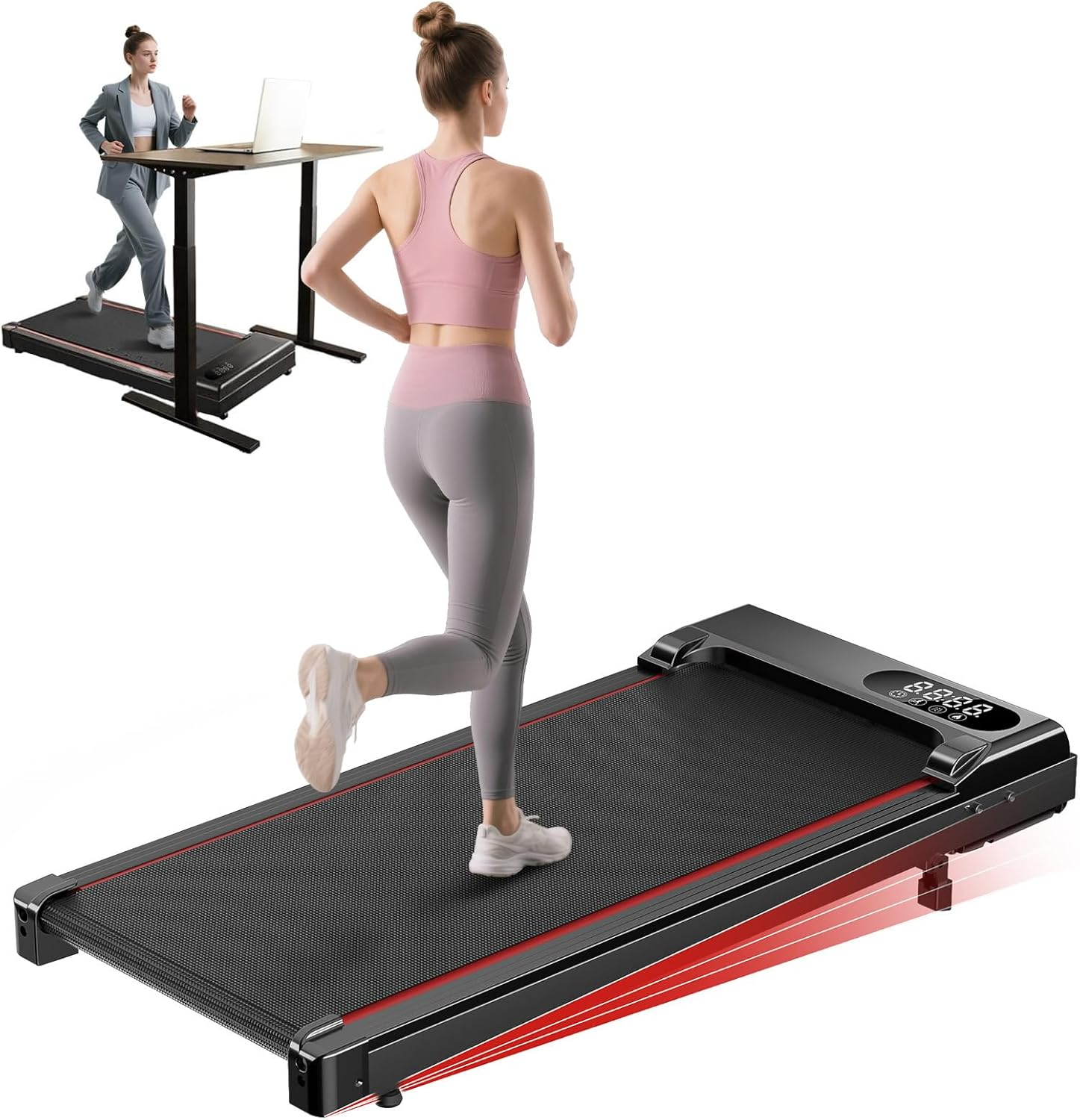 Incline Walking Pad Treadmill, Walking Pad with Incline, 300 Lbs under Desk Treadmills for Home Office, Portable Treadmill with LED Display image number 2