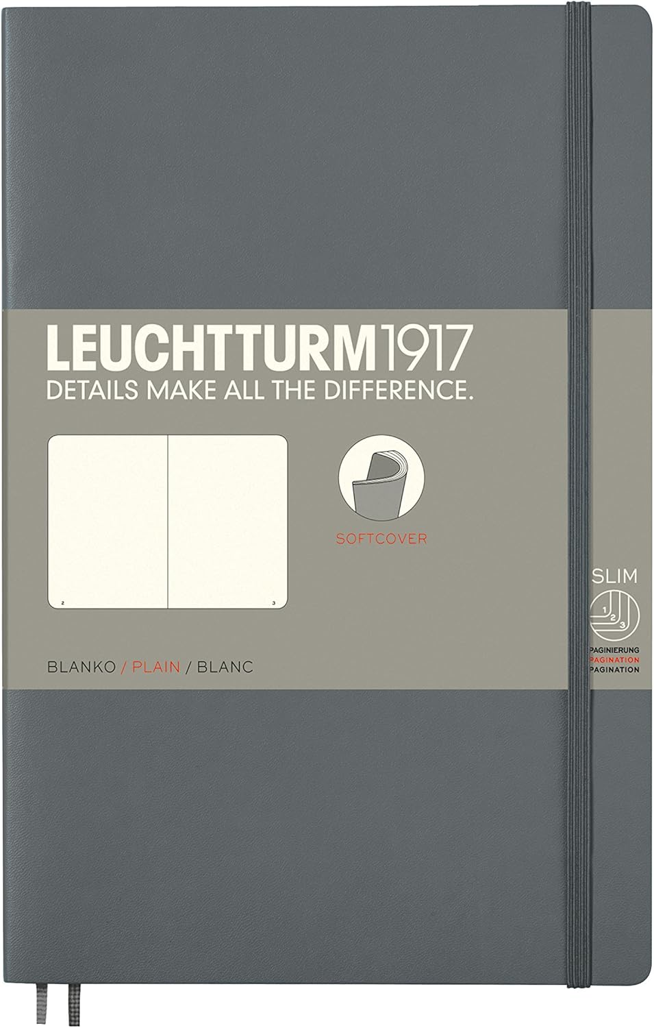 LEUCHTTURM1917 349302 Pocket Notebook (A6) Soft Cover 123 Numbered Pages Blank Navy