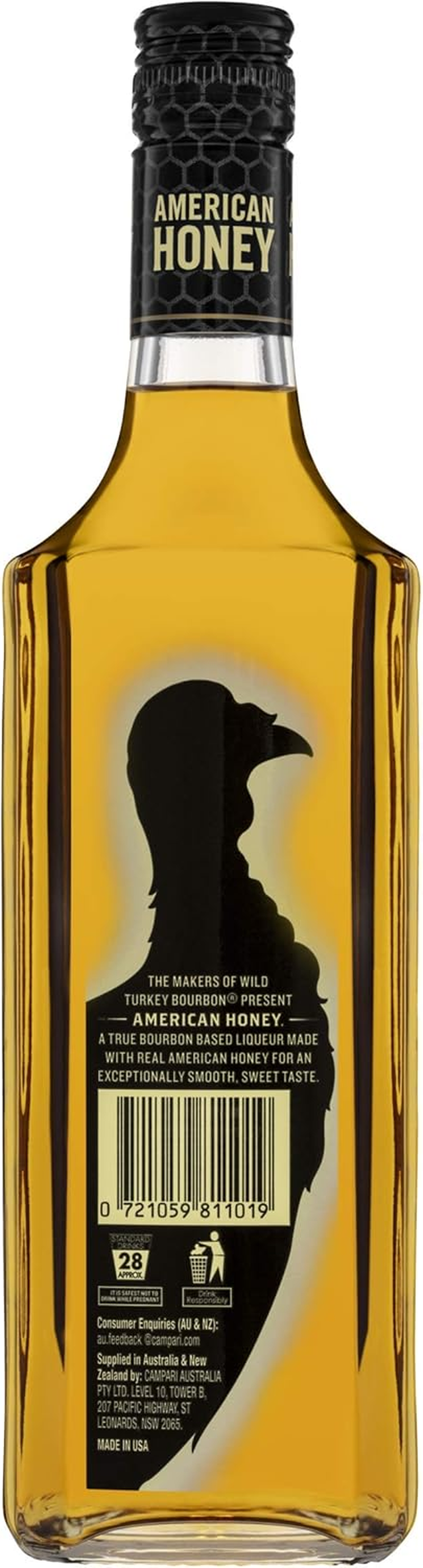 Wild Turkey American Honey Exceptionally Smooth Liqueur Blended with Honey and Bourbon Whiskey 1 Litre image number 1