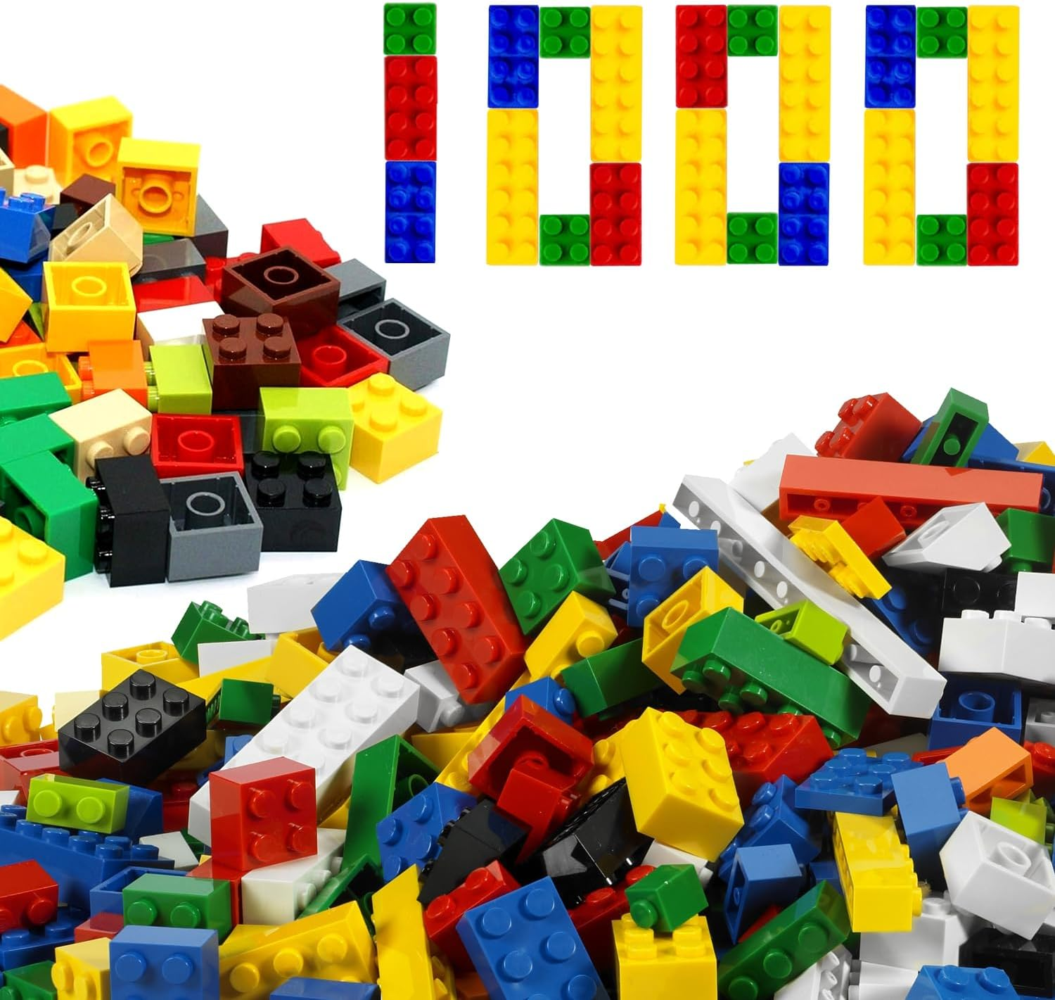 EKIND Regular Colors 8 Shapes Classic Educational Building Bricks Set - Compatible with All Major Brands - Cultivate Logic & Creativity for Kids (1000 Pcs) image number 3
