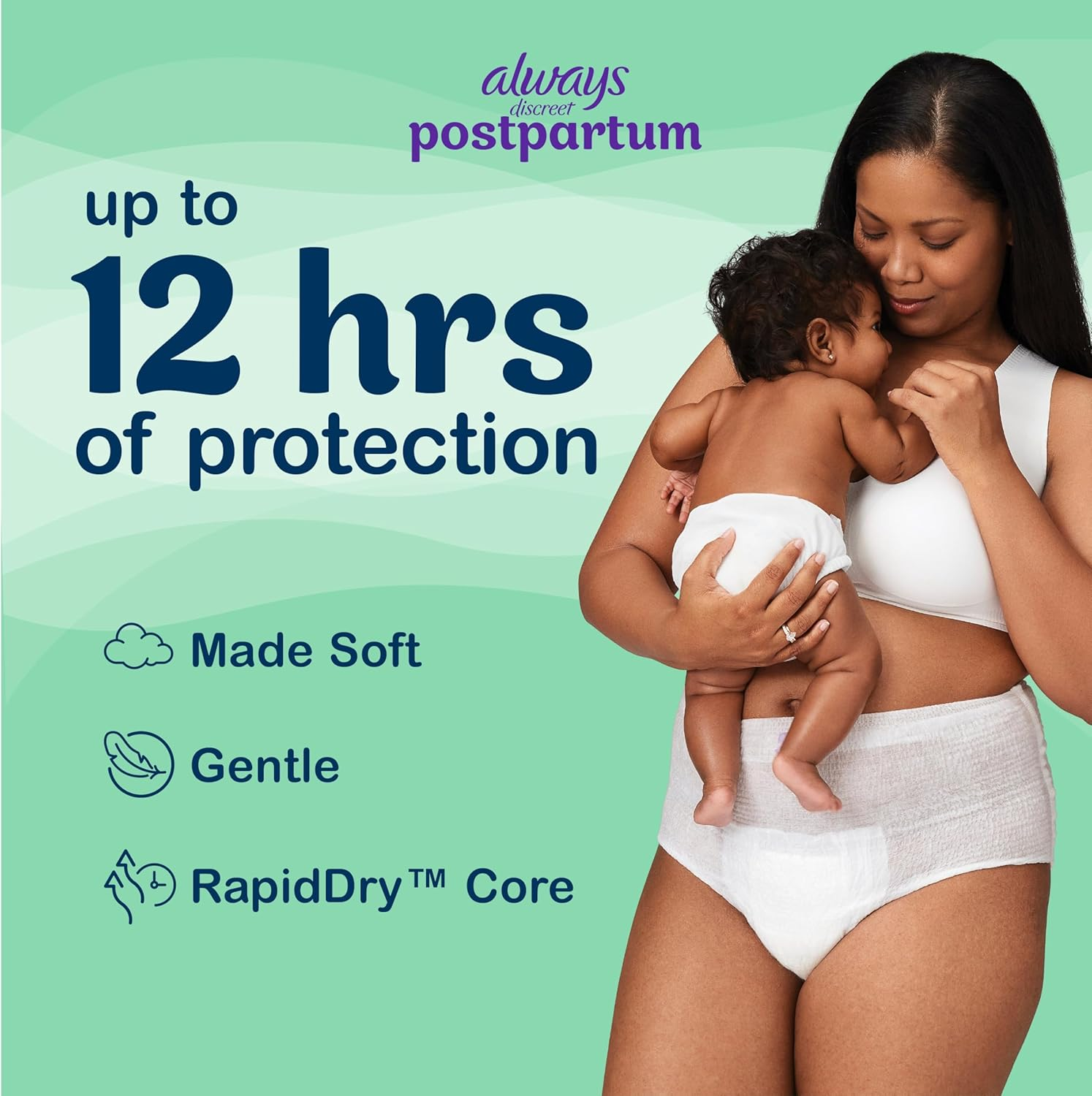 Always Discreet Postpartum and Adult Incontinence Underwear for Women, Size S/M, Maximum Protection, 16 CT image number 2