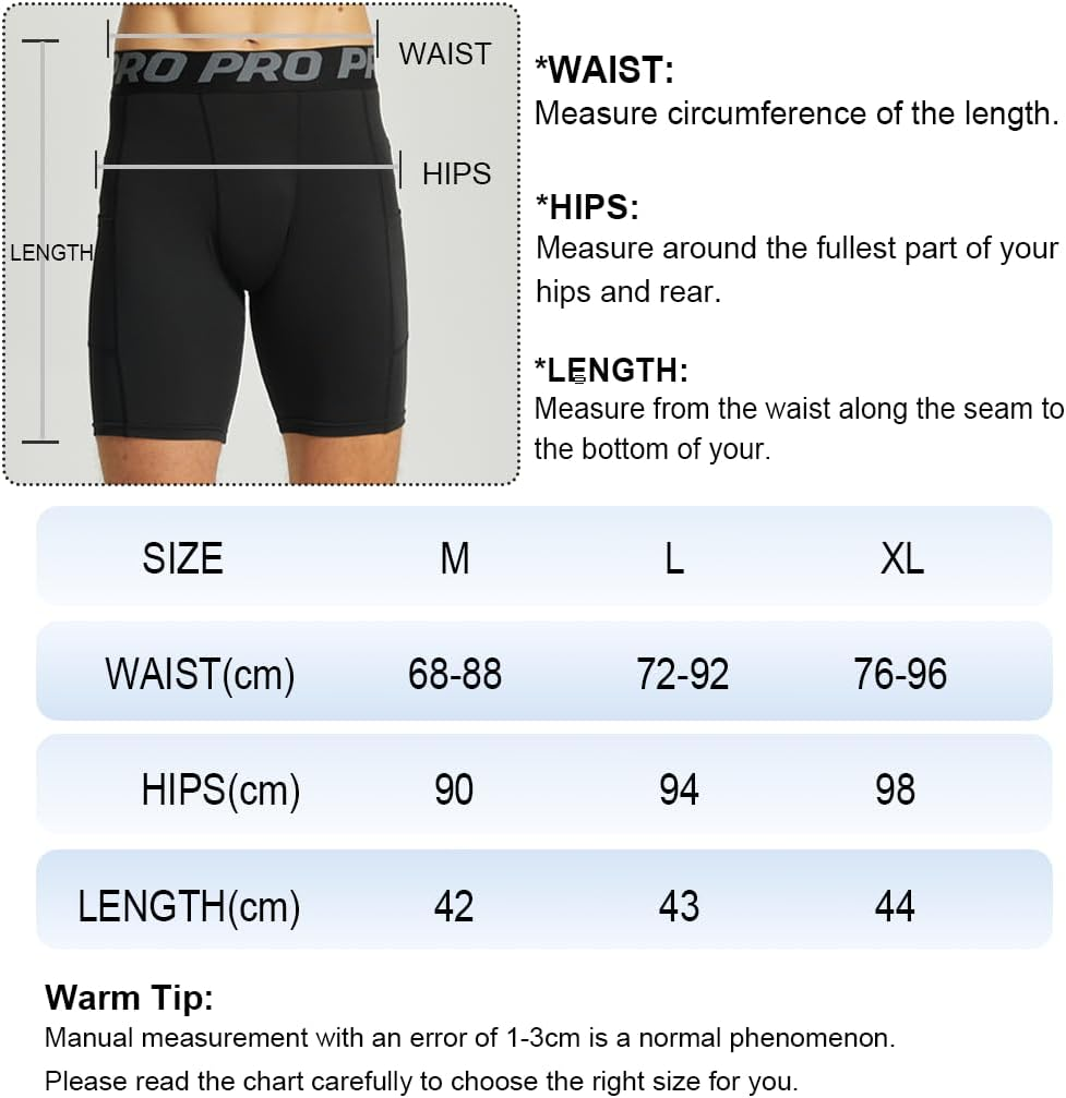 KAHEYQI Men'S Compression Shorts with Pocket Spandex Cool Dry Moisture Wicking Shorts for Athletic Running Gym Workout Base Layer image number 4