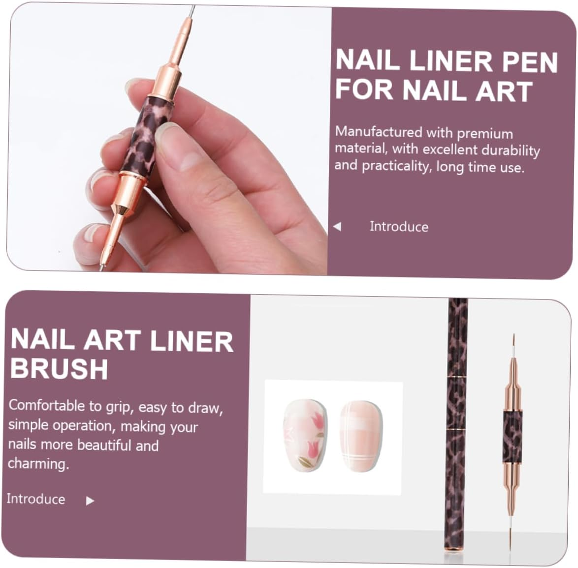 Nail Art Pen Leopard Print Pencil Double-End Nail Liner Brush Pen for Home Salon