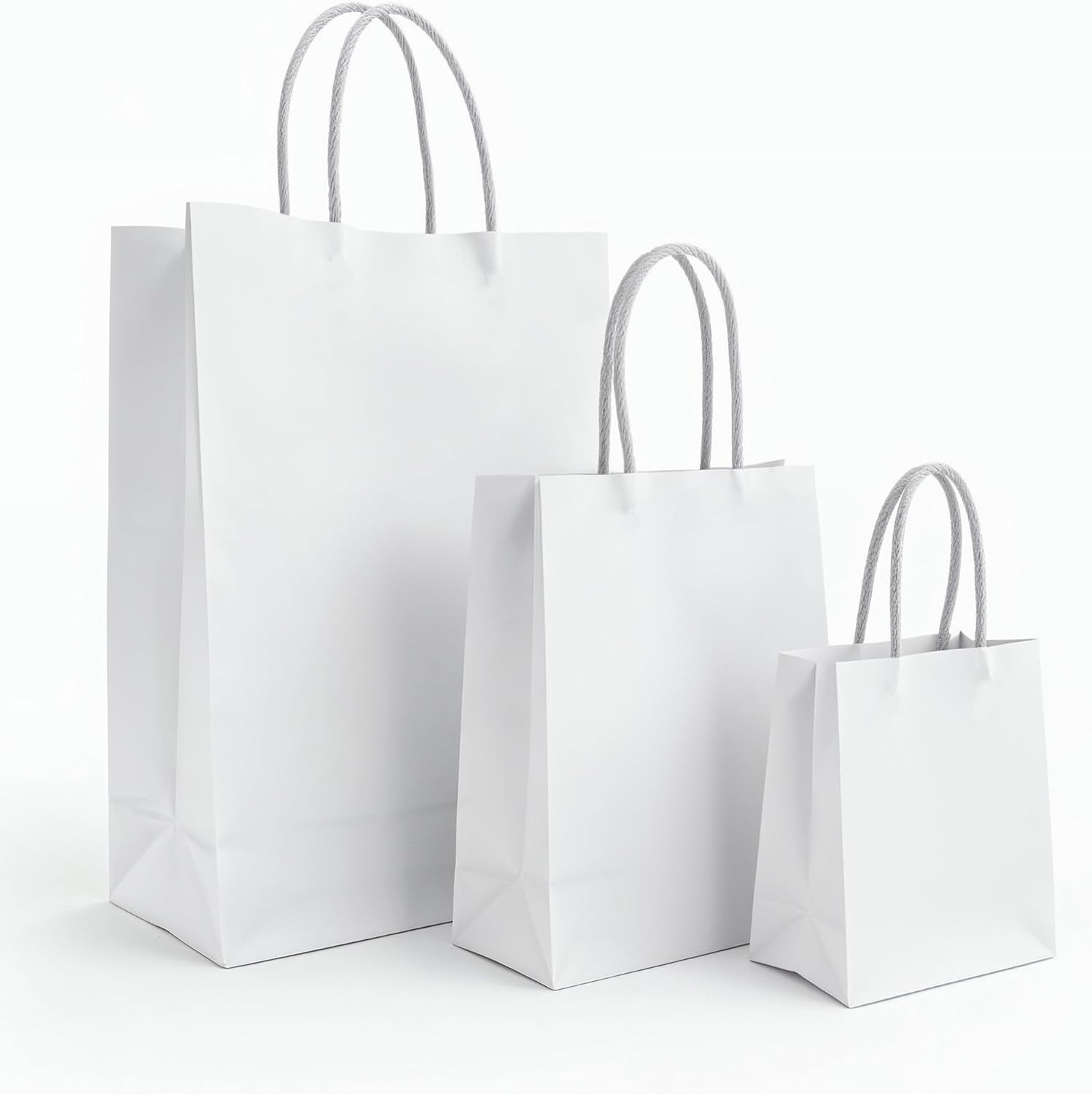 Cororio 60 Pack White Assorted Paper Bags with Handles - Versatile Assorted Size Gift Paper Bags Bulk for Business, Shopping, Retail, and Party Use - Ideal for Events, Gifts, and Promotions image number 3