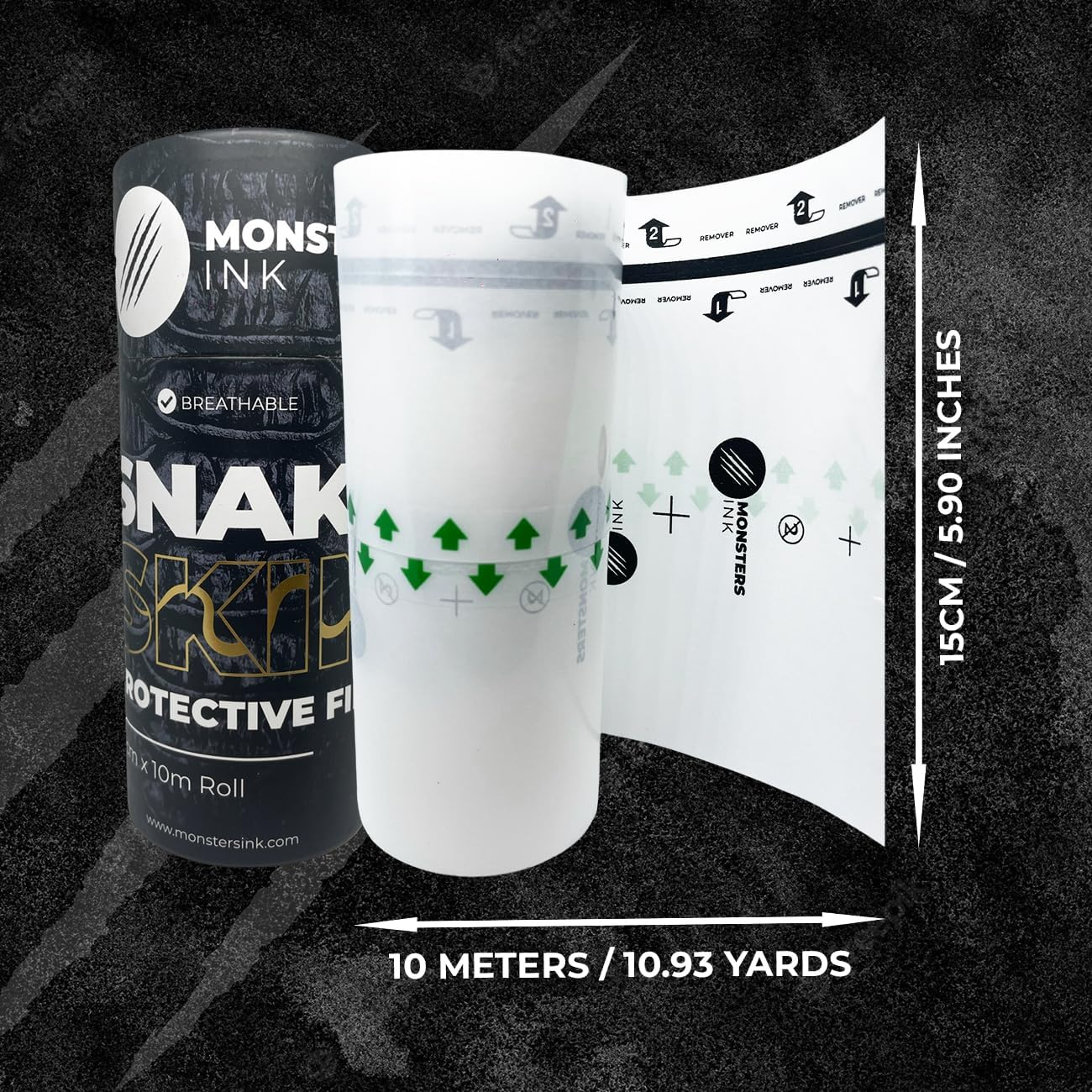 Monsters Ink Tattoo Matte Second Skin Tattoo Cover Tattoo Bandage Waterproof Second Skin Transparent Dressing Bandage for Faster Healing (15Cm X 10M Roll) image number 2