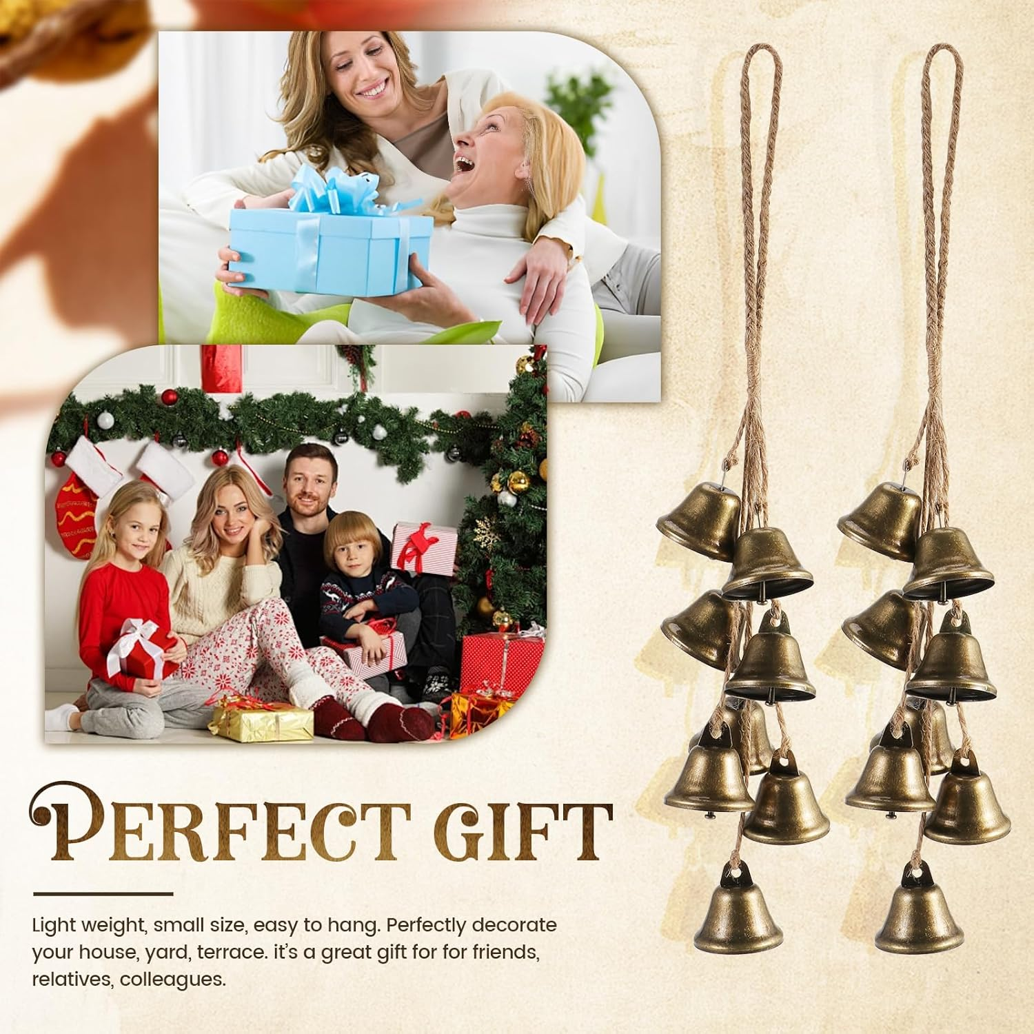 2 Pack Witch Bells Protection for Door Knob - Outdoor Hanging Wind Chimes, Clear Negative Energy, Witchy Things, Wiccan Bell Gifts (Classic) image number 5