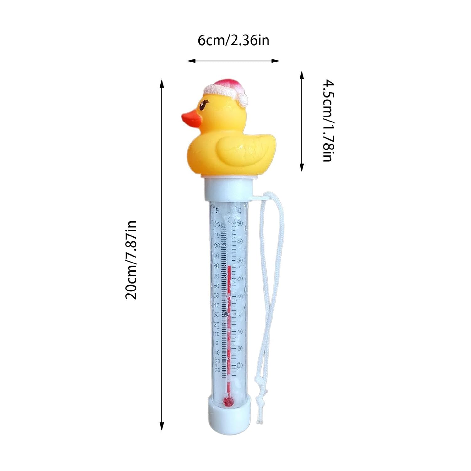 Pool Thermometer - Water Temp Gauge, Floating Pool Temperature Meter | Water Temperature Tester Tool, Easy Read Duck Water Temperature Gauge, Floating Duck Water Temperature Gauge for Hot Tub,Spa - Necklace Duck image number 5