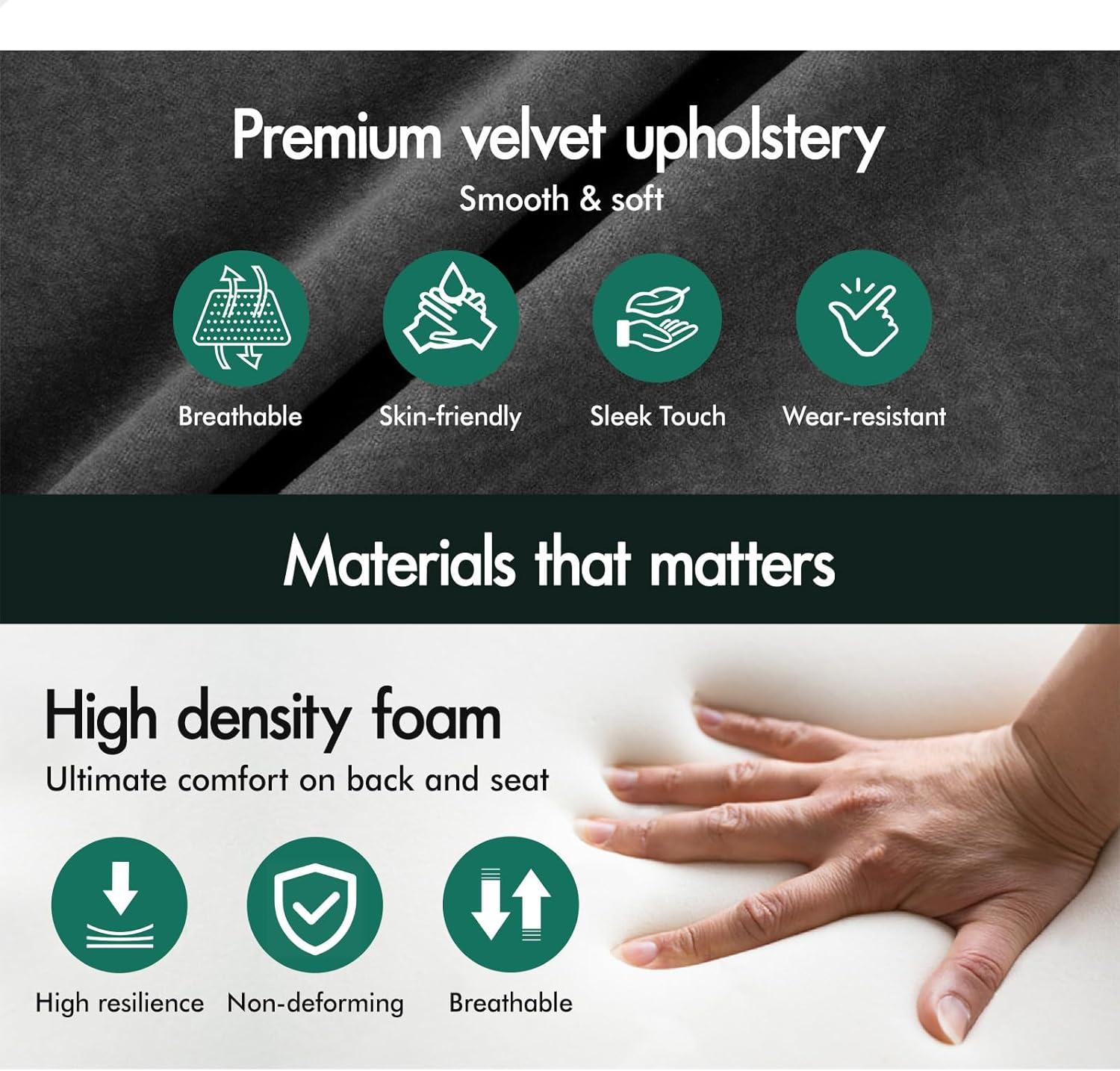 ALFORDSON Velvet Armchair Nursing Chair with Ottoman Footstool Bozena Series, Leisure Occasional Lounge Sofa Wooden Legs, Accent Chair for Reading Dressing Bedroom Living Room, 180Kg Max, Dark Grey