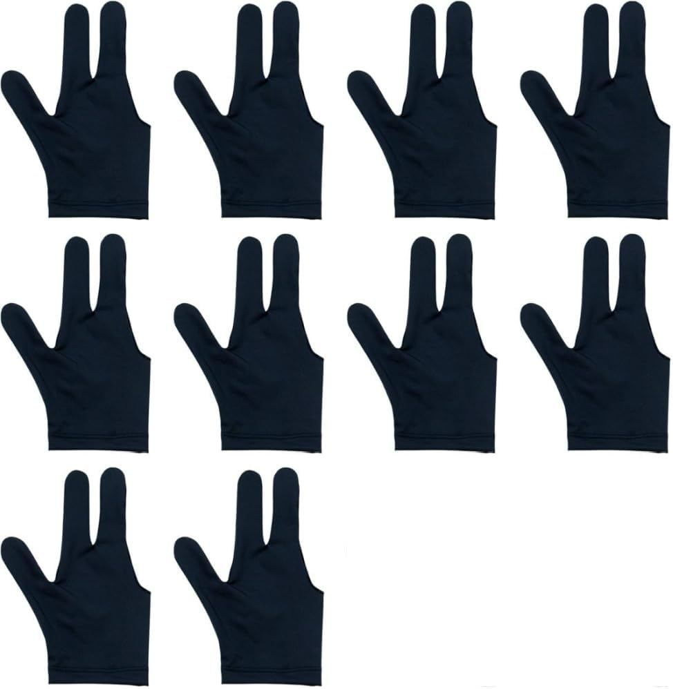 10PCS Billiard Gloves Black Both Hands Suitable Snooker Pool Gloves
